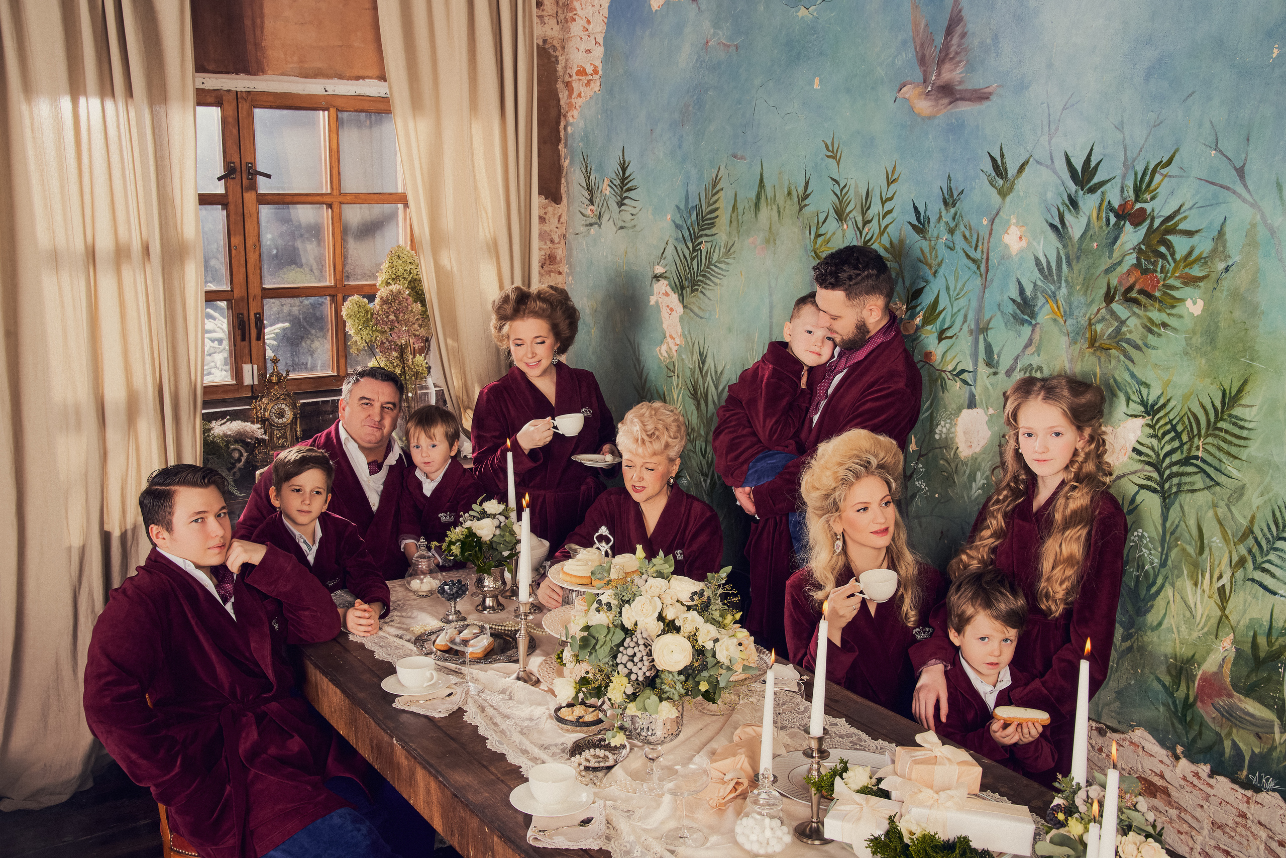 Роскошная Рождественская съемка парадный портрет для семейства Фалеевых. Андрей Лоос фотограф стилист Москва