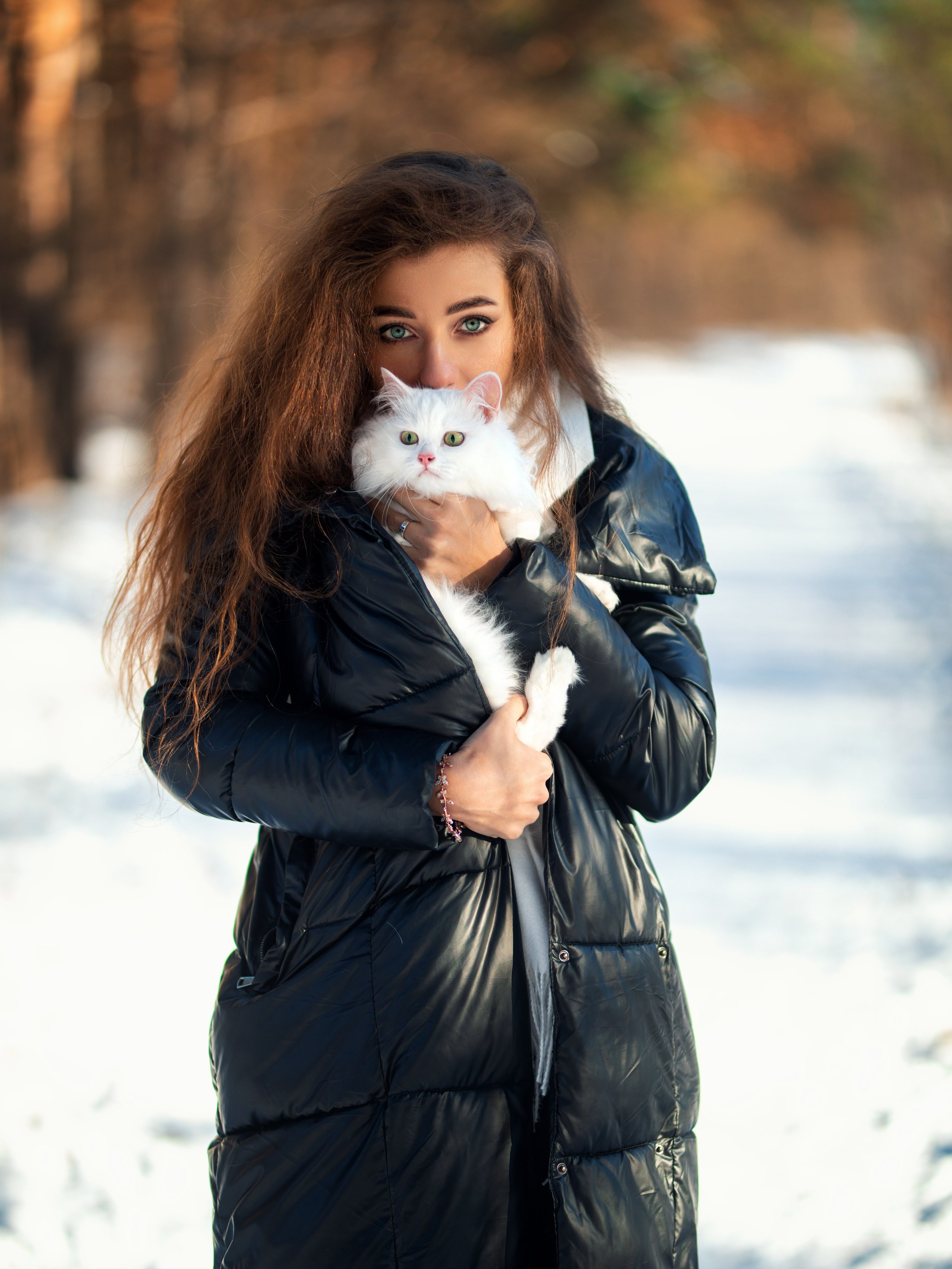 Фотосет с кошкой Евой зимой на улице с Дианой в формате для «себя»