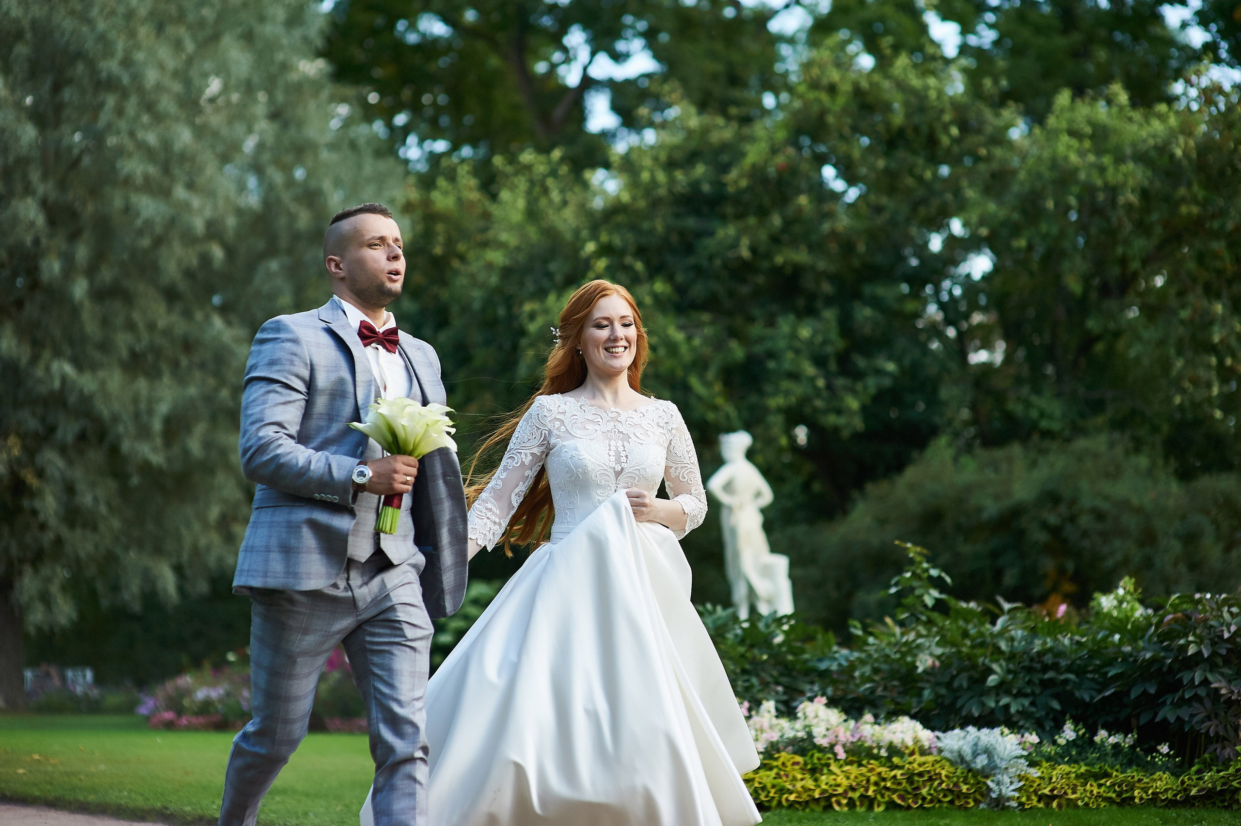 Красивейшая свадебная прогулка для проведения фотосессии своей свадьбы по Екатерининскому парку в Пушкине Наталии и Александра. Портретный, семейный и свадебный фотограф в Санкт-Петербурге и в Пушкине Ширяев Денис