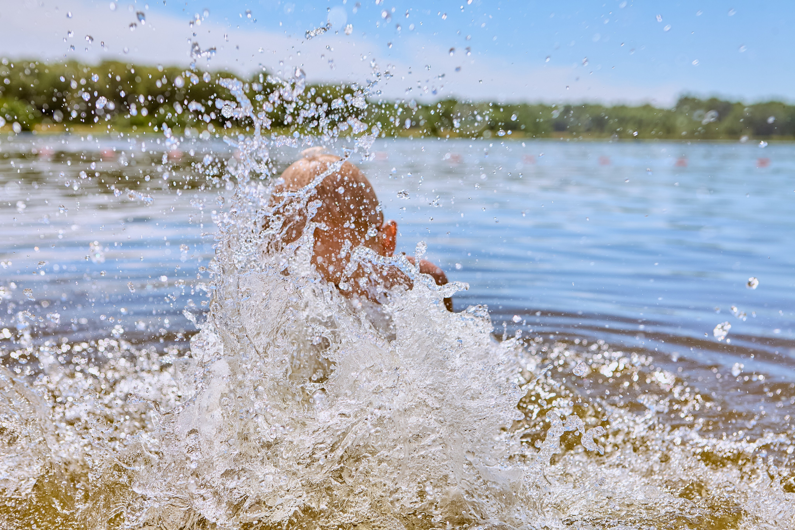 Семейная прогулка летом на озере
