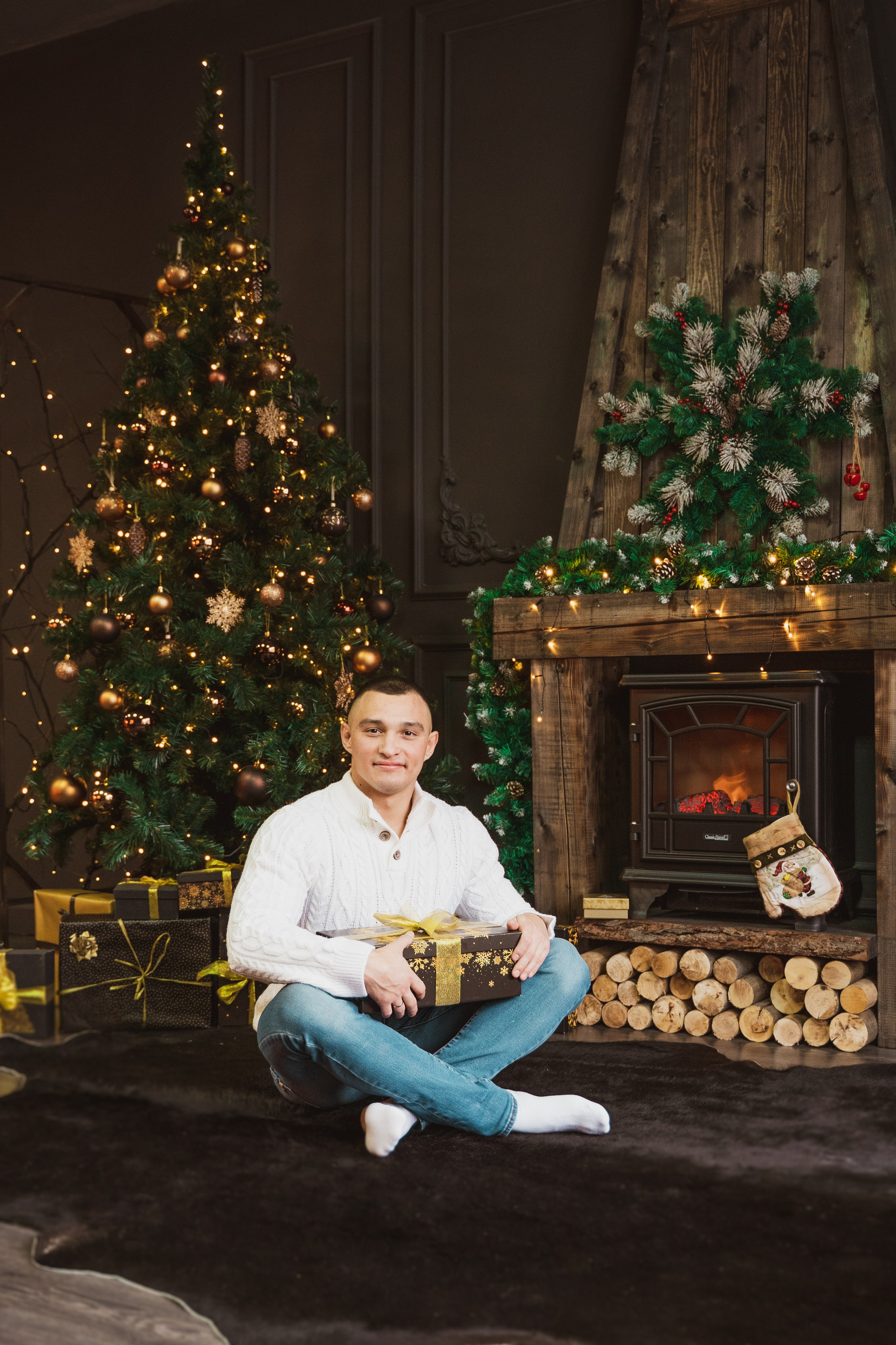 Новогодняя фотосессия беременности в студии. Анна и Кирилл. Свадебный и репортажный фотограф в Уфе| Осетрова Ольга