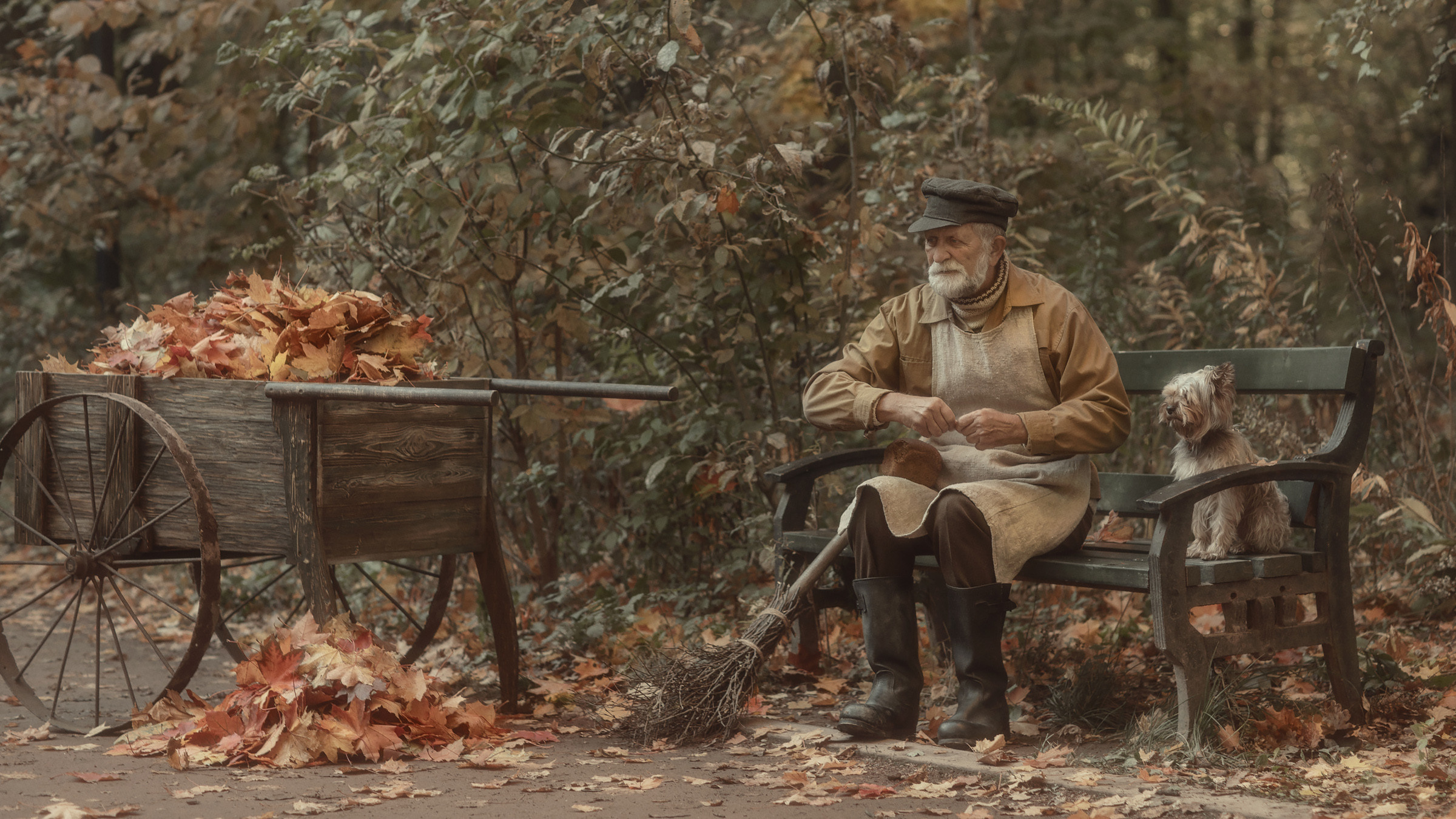 Старый дворник и ребятишки. Фотограф и режиссер Сергей Спирин. Москва