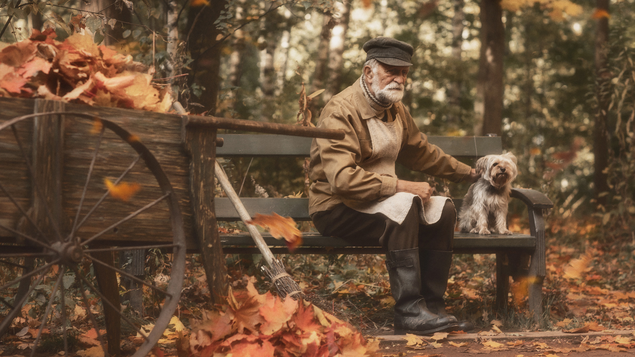 Старый дворник и ребятишки. Фотограф и режиссер Сергей Спирин. Москва
