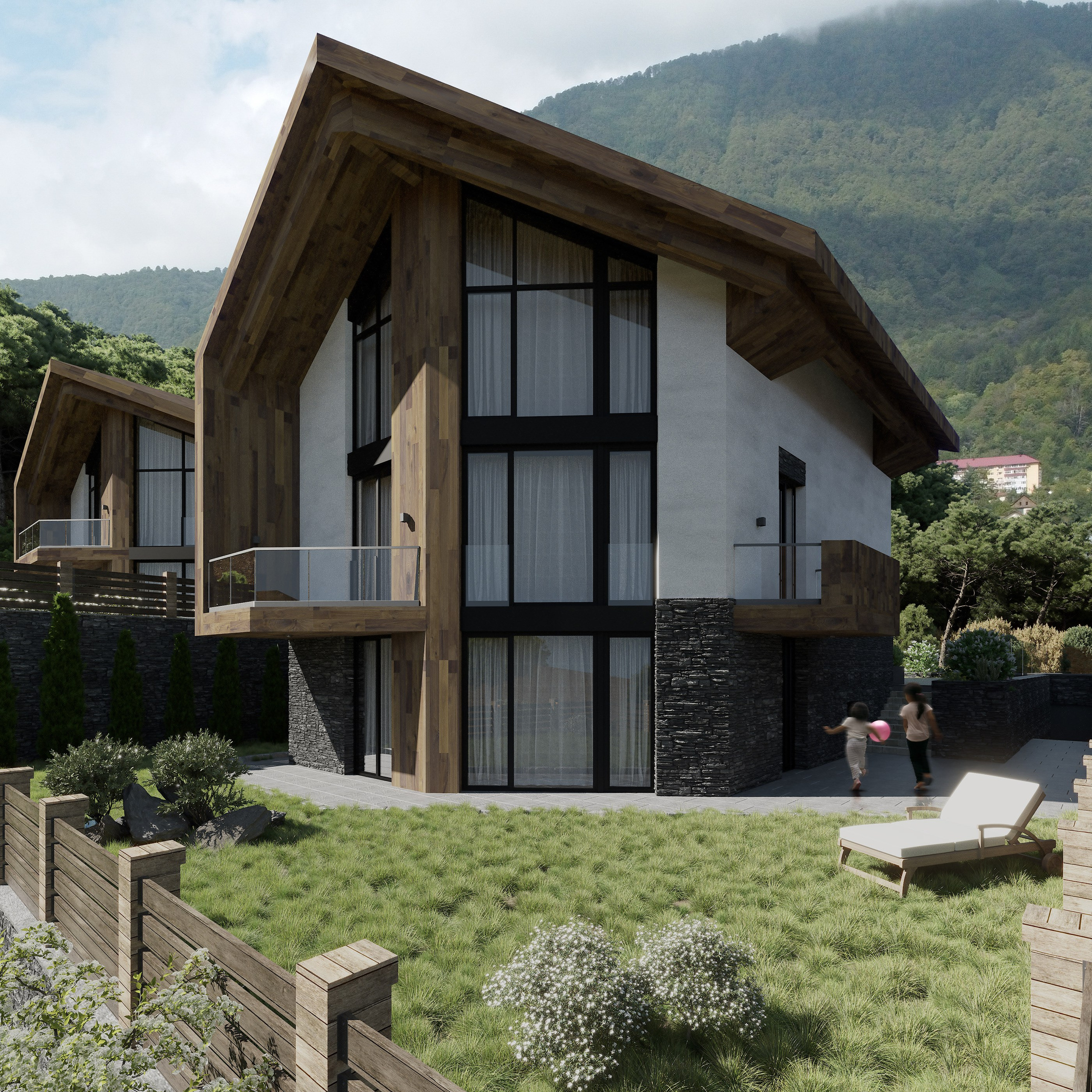 Architectural Visualization of Cottages in Sochi, Surrounded by Nature. 3D INTERIOR AND ARCHITECTURE VISUALIZATION