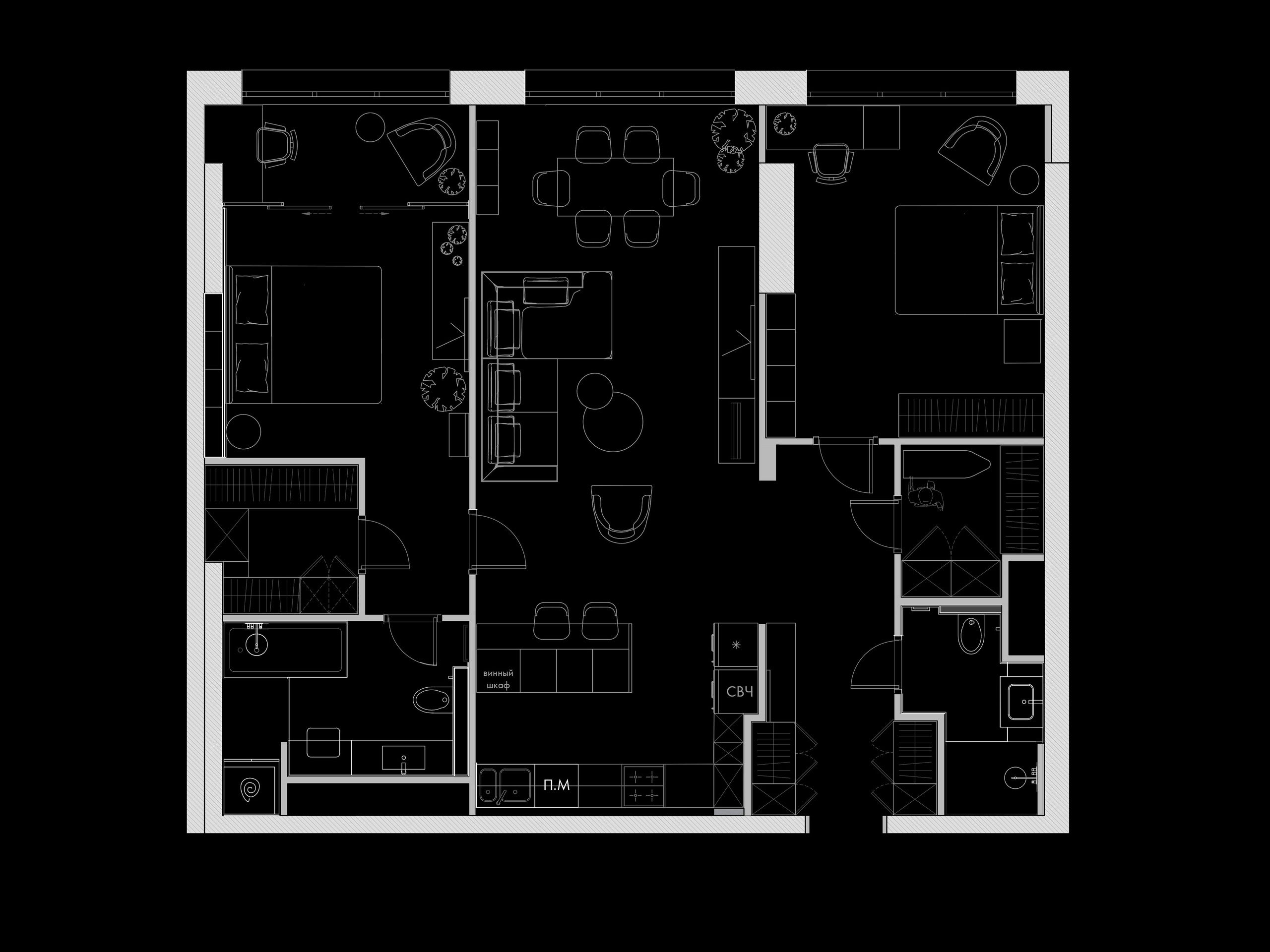 Современная квартира в ЖК «Царская площадь». Дизайн интерьера бизнес класса Москва Янина Филиппова