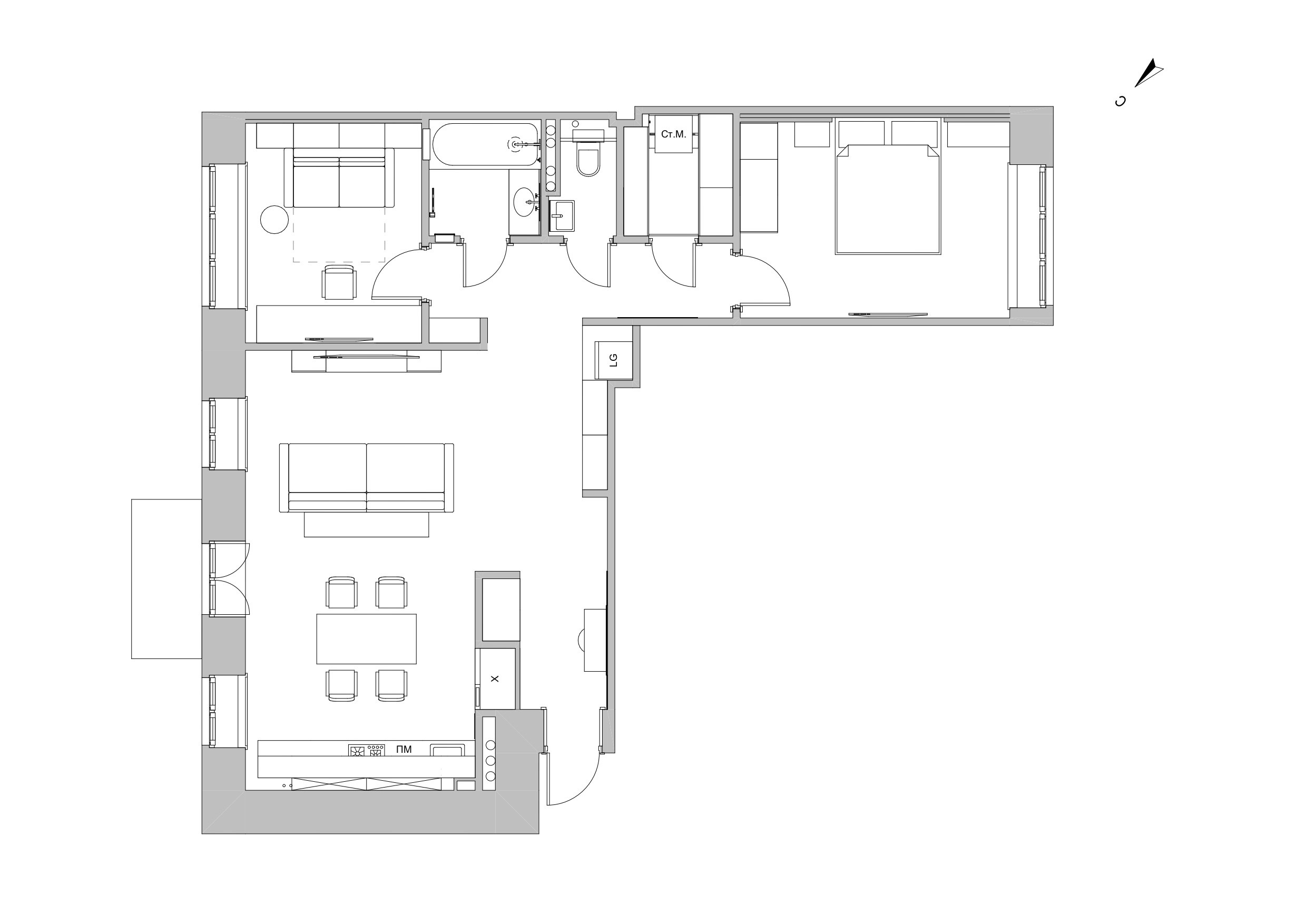 Дизайн интерьера 3 комнатной квартиры на ул. Усачева в Москве. Ольга Саакян Ι Дизайн интерьера в Москве: планировка, подбор отделочных материалов, чертежи для строителей и надзор за ремонтом квартиры