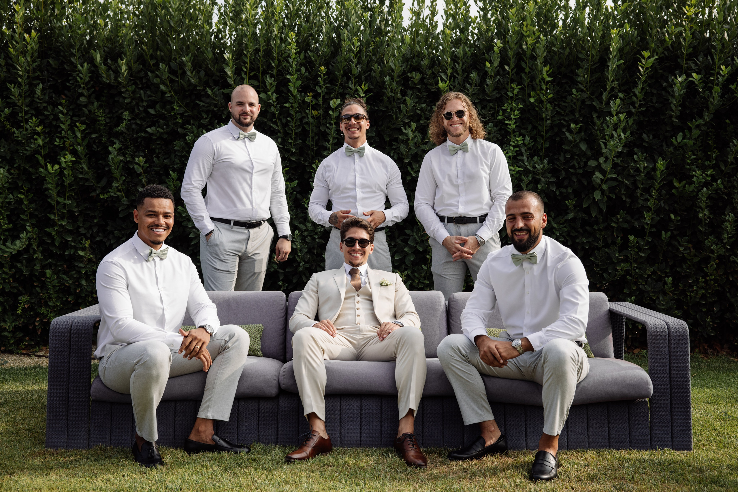Family portrait during a luxury destination wedding in Italy