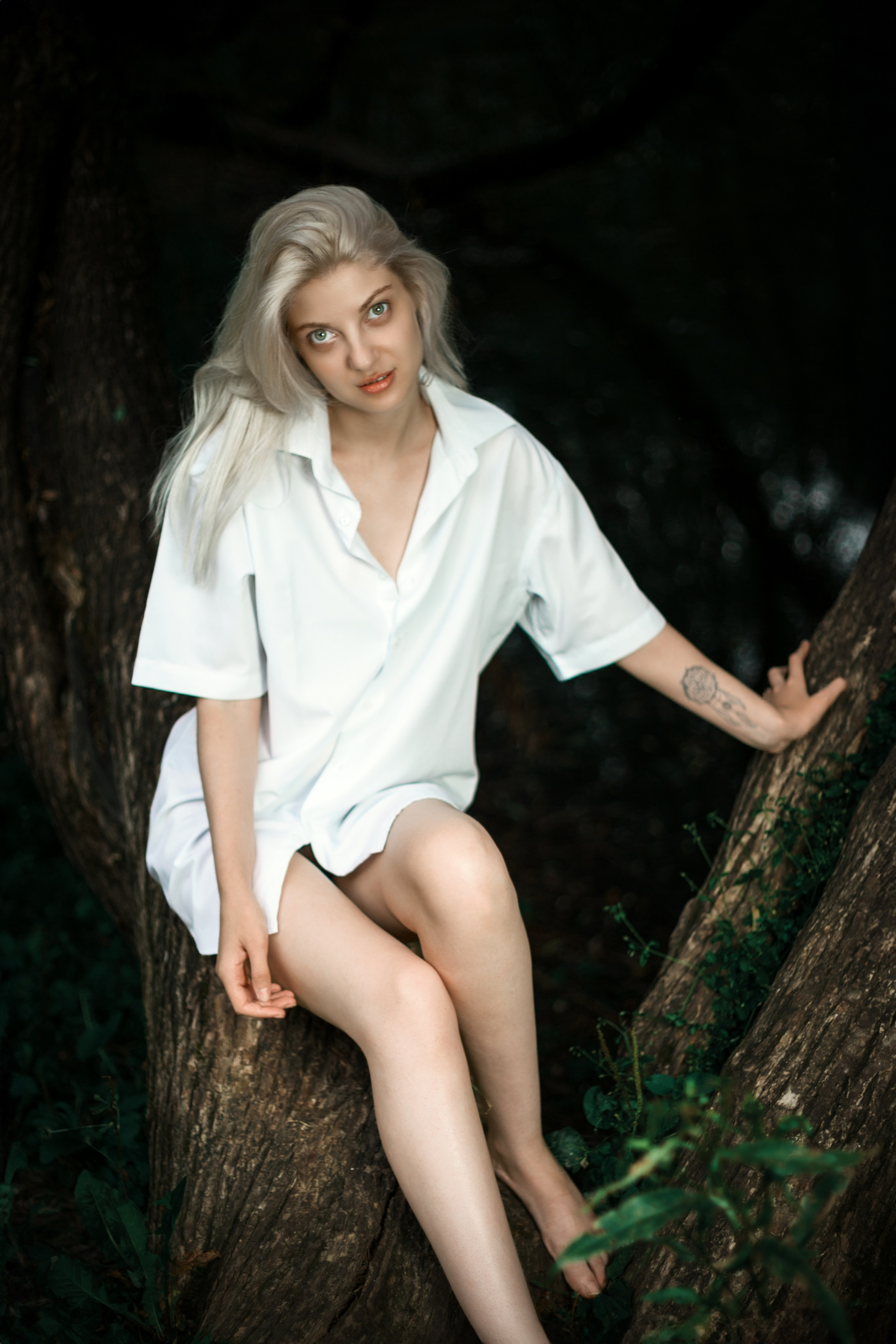 Откройте для себя магию "Белоснежной гармонии" в этом фотоальбоме, где девушка с белоснежными волосами предстаёт в утончённых образах на природе. Наслаждайтесь кадрами, где она лежит на дереве у озера и на траве, с элегантной рубашкой, добавляющей загадочности и эстетики. Девушка, молодая девушка, Блондинка, Фотосеесия, Подросток, Крашенные волосы, Озеро, Рубашка, Позировка, Потрет, Полуголая, Полуголая девушка, Девушка в белье, Дерево, Озеро, Красотка, Ноги, Трава, Ню,