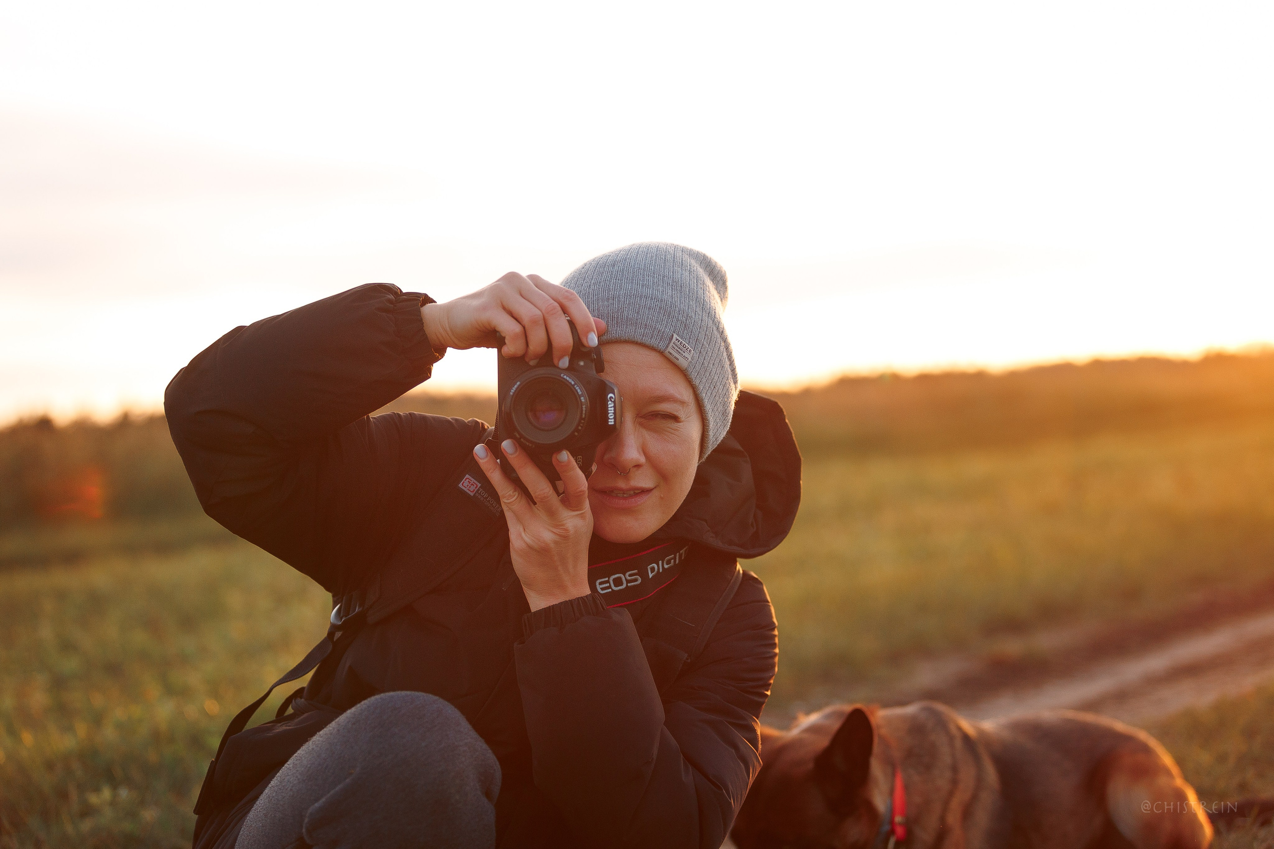 Октябрьский закат в полях. Алина и Лео. Фотограф-анималист Наталия Чистюхина в г. Сосновый Бор и ЛО