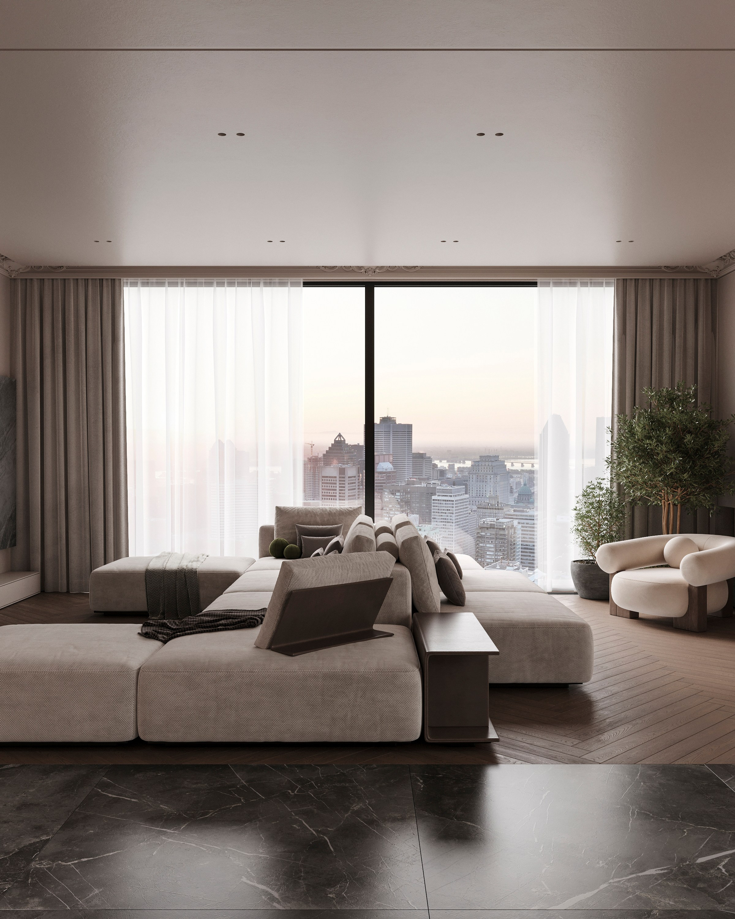 COZY SKYLINE | CONCEPTUAL PROJECT. Interior Visualization by Valerie Stetyukevich