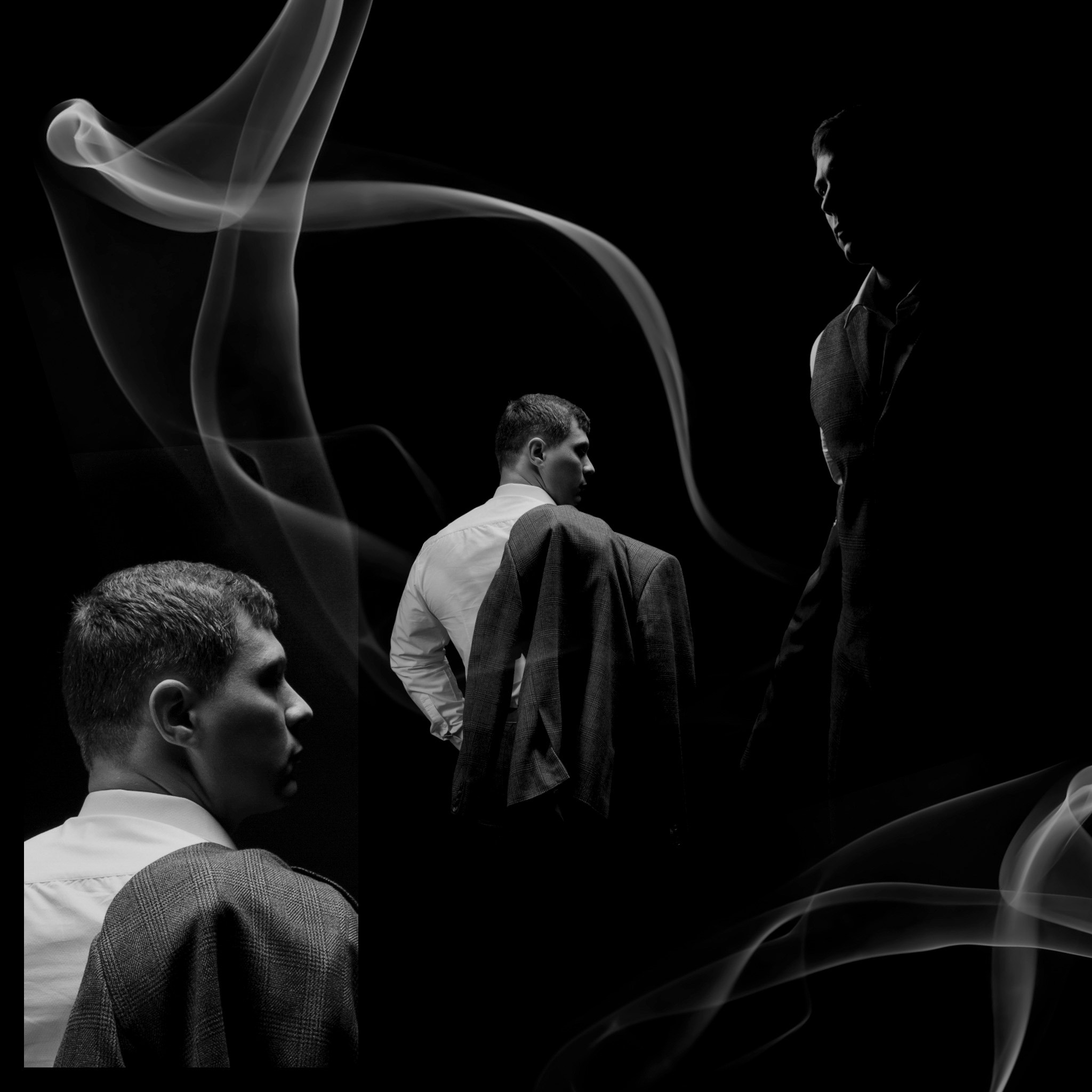 мужчина и дым