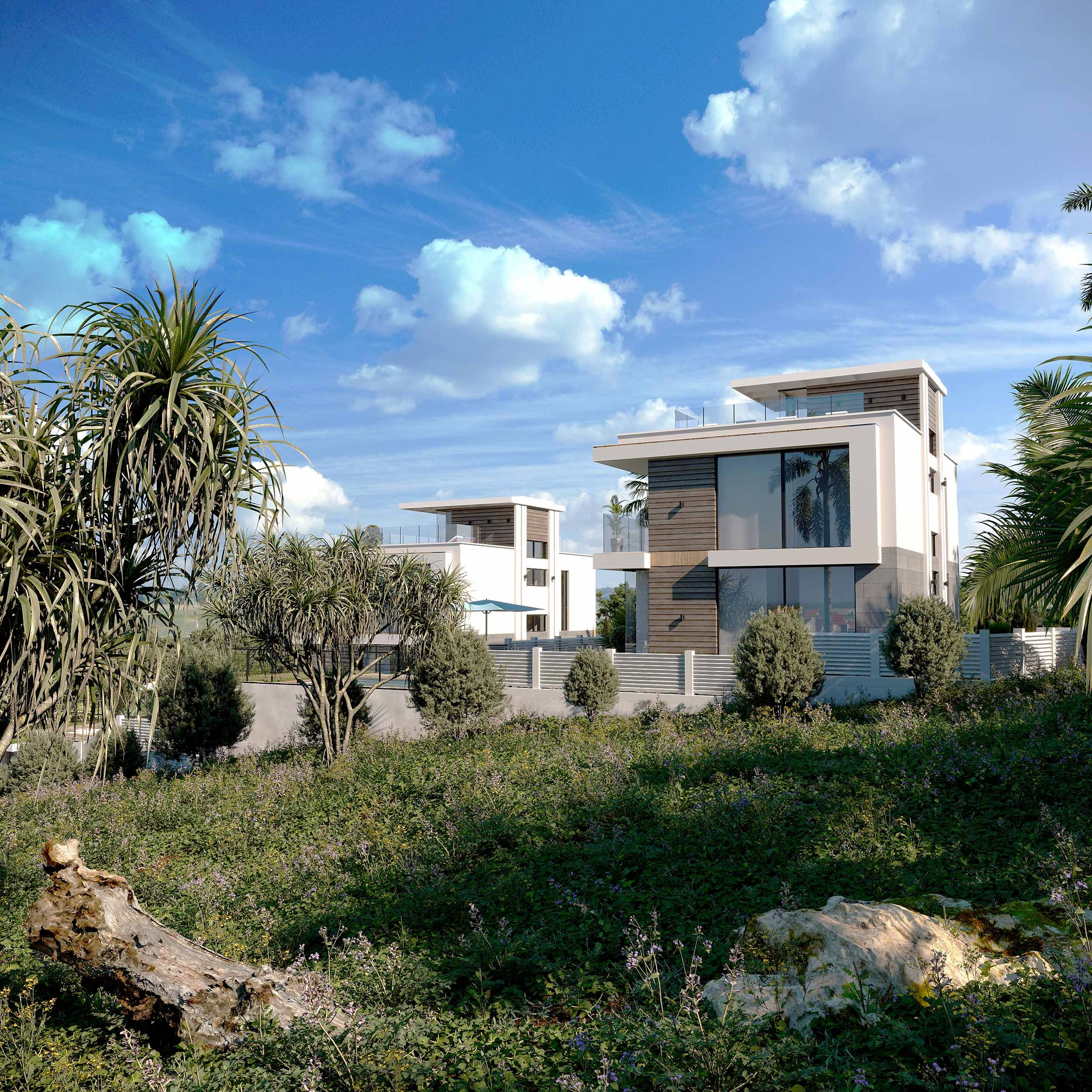 3D визуализация коттеджей в Сочи, современная архитектура и стиль.