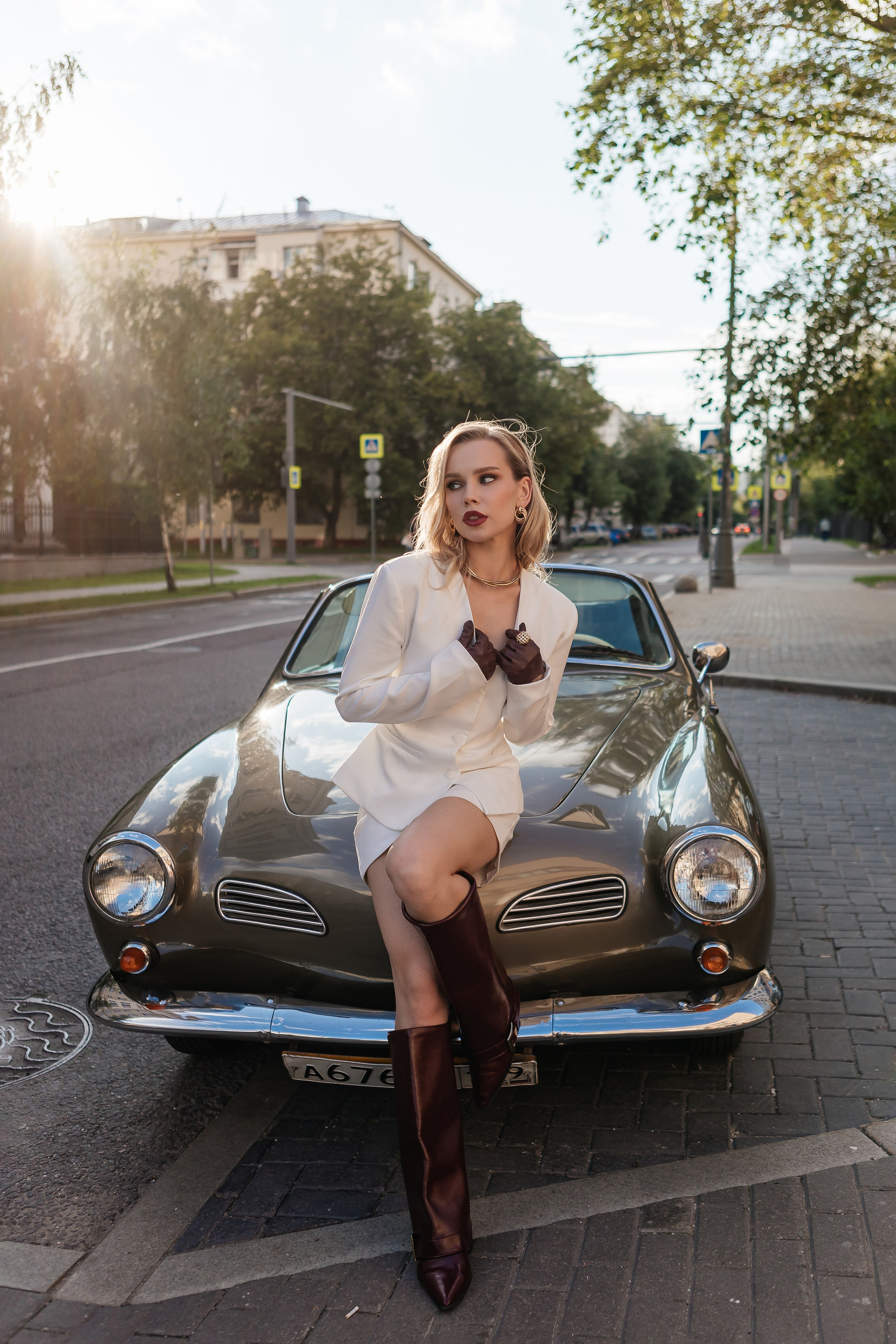 Съемка с ретро автомобилем, Алина. Фотограф Калуга