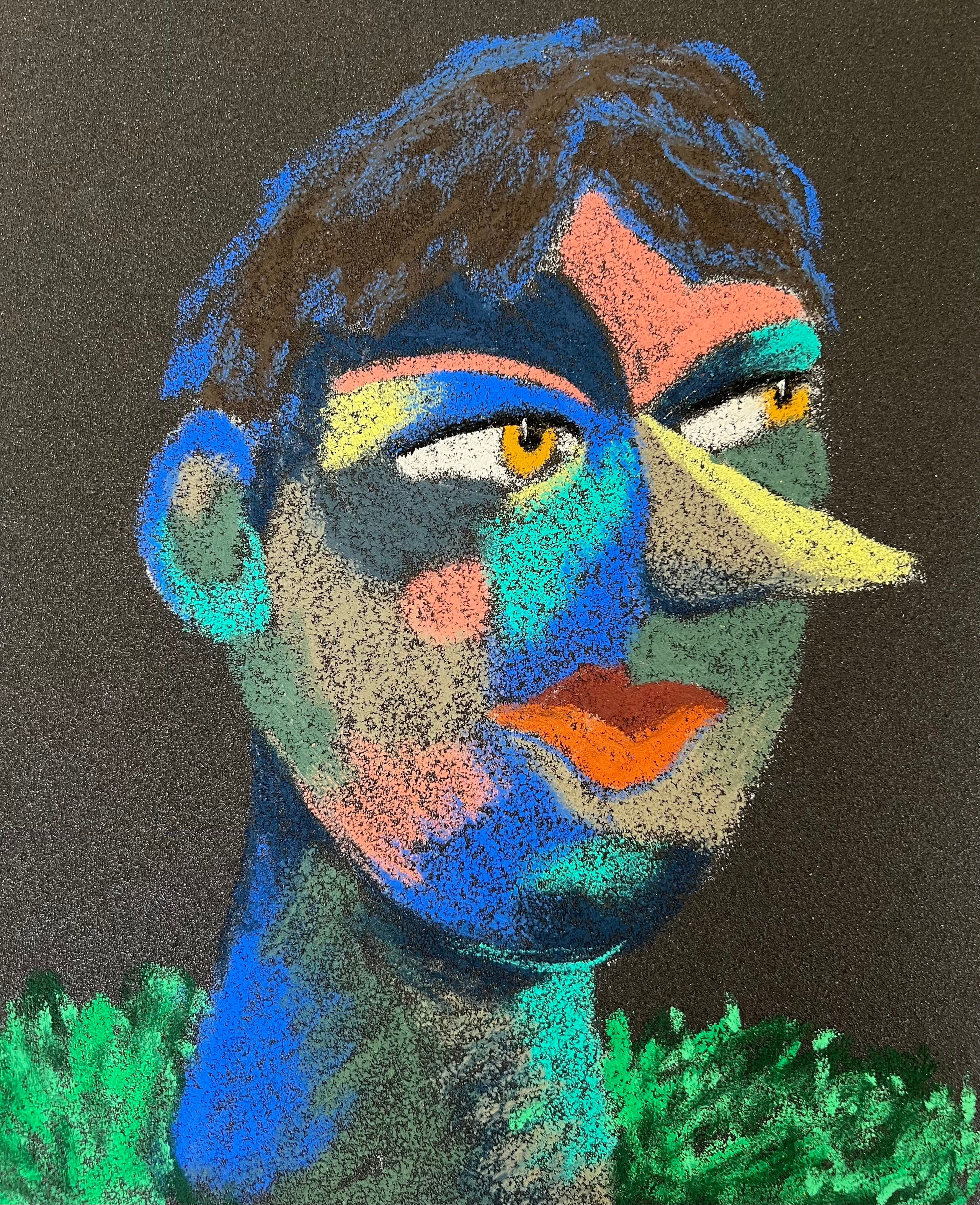 Player. Oil pastel, sandpaper. 28 x 23 cm