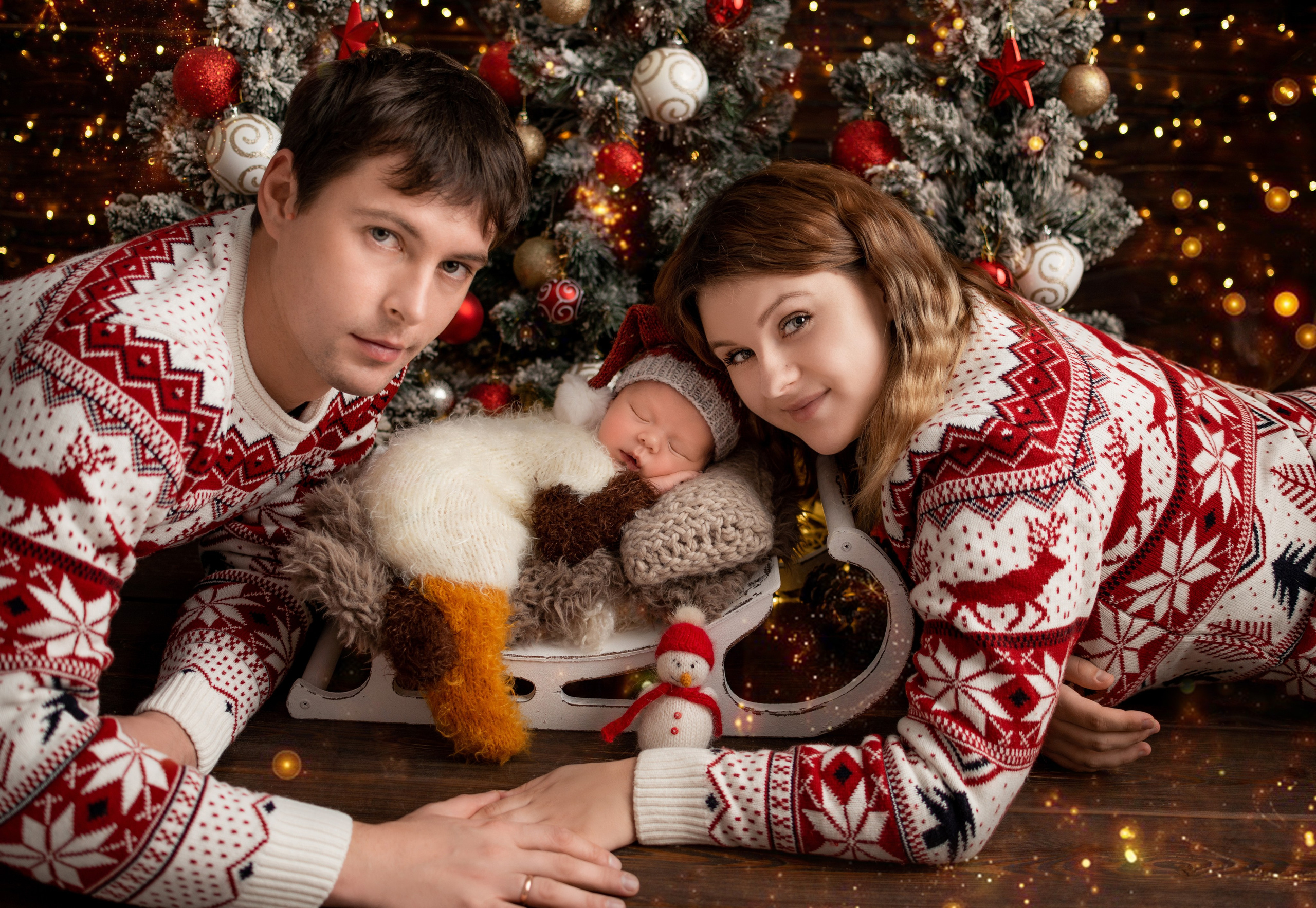 Новогодняя съёмка новорожденных в Краснодаре 2024. Фотограф новорожденных Краснодар Малышенко Надежда