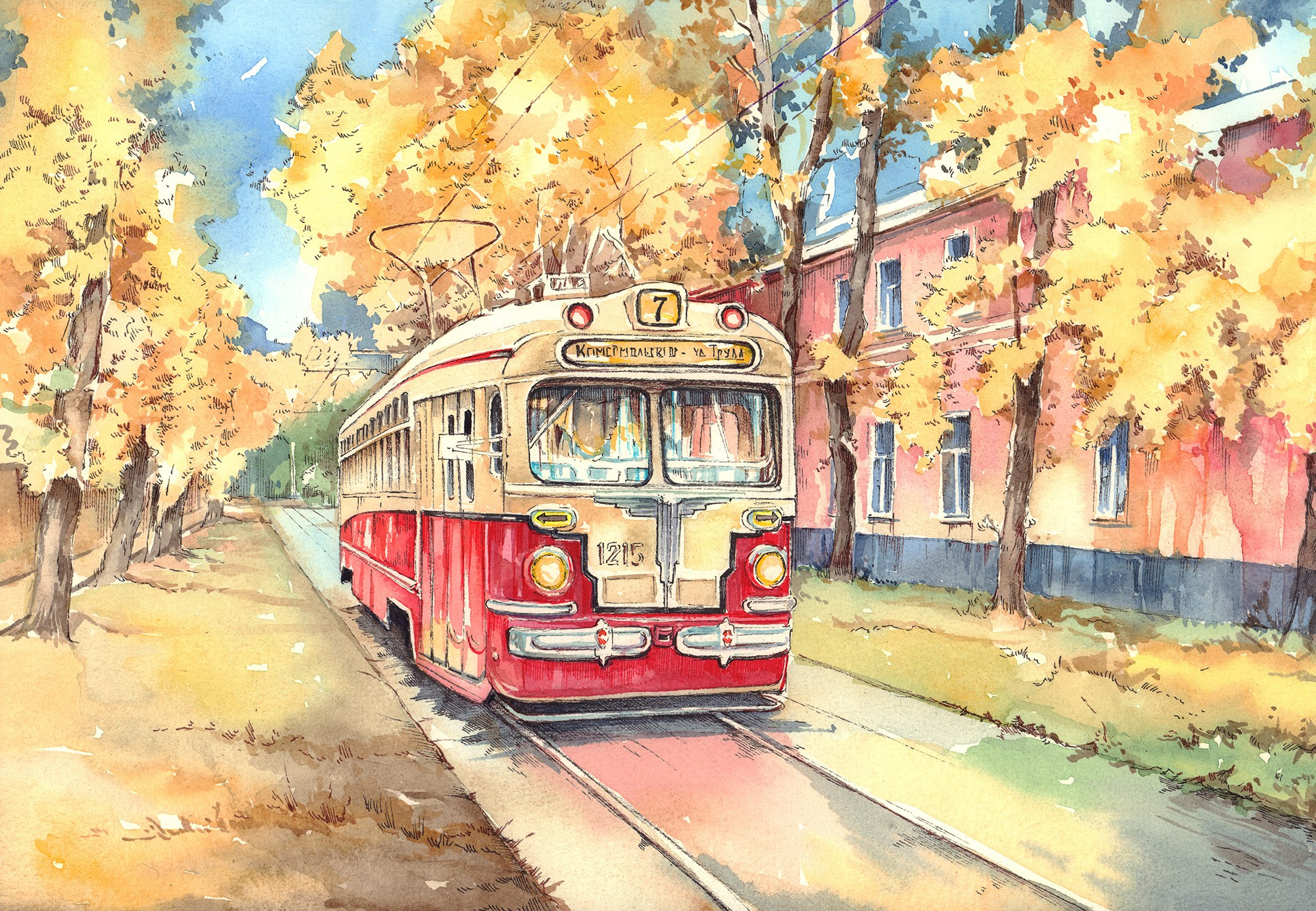 Трамваи. Художник Александр Петрунин