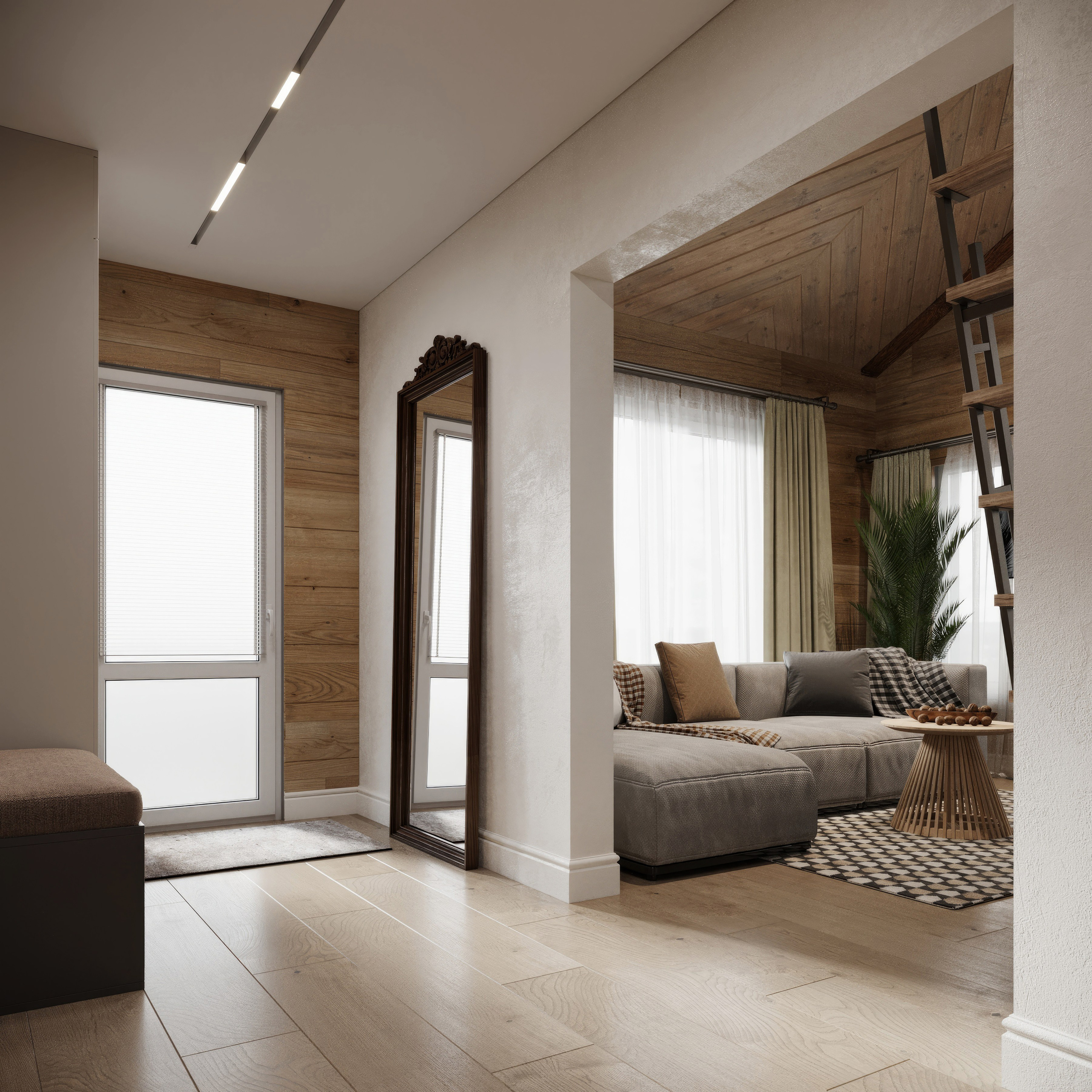 Countryside Cottage — Interior Design with Natural Materials. 3D INTERIOR AND ARCHITECTURE VISUALIZATION