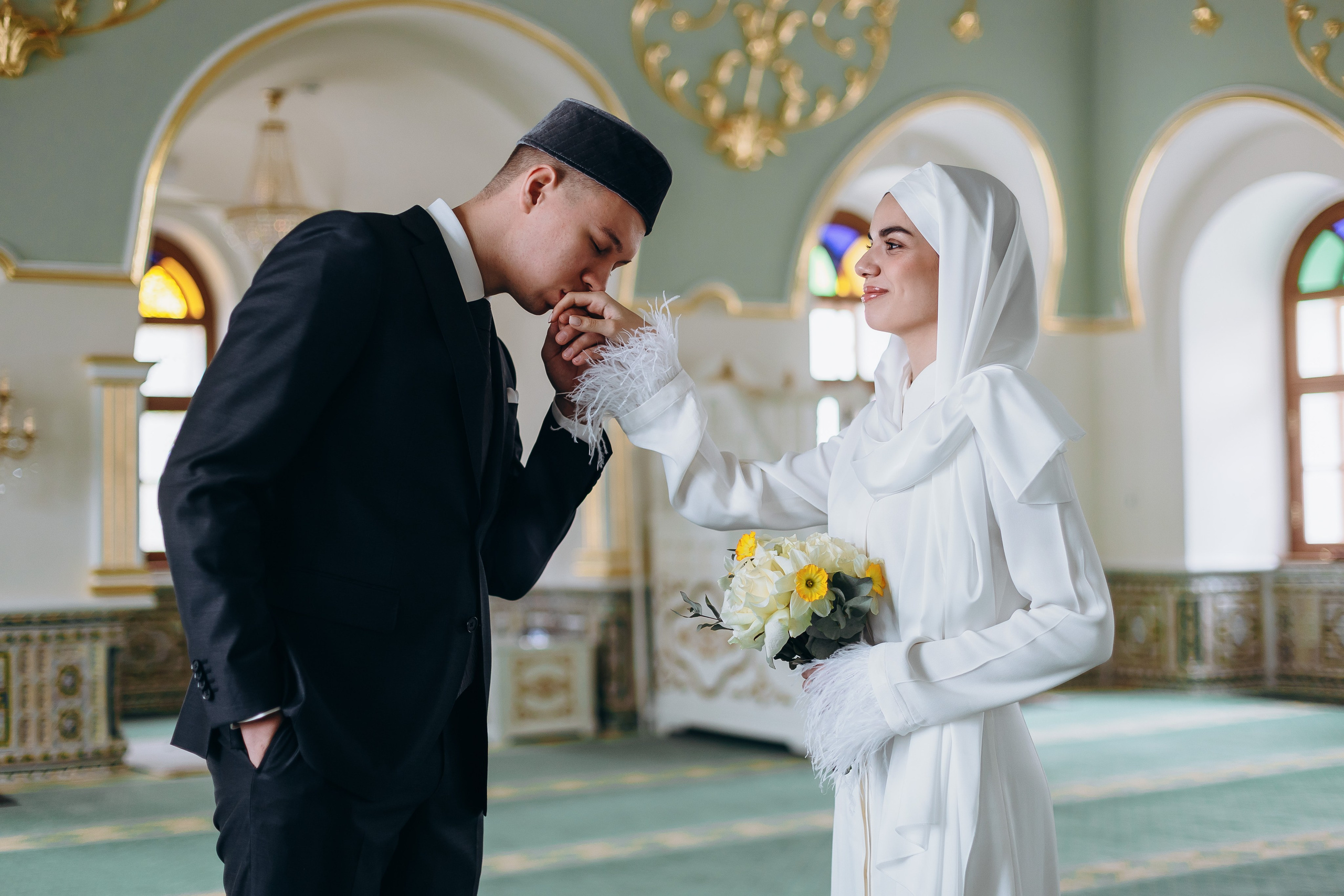 никах в мечети Марджани,  фотосессия в мечети Марджани, фотограф на никах Казань Ranas4you, образ невесты на никах, завязывание платка Казань, платье на никах Казань, фотограф на мусульманские свадьбы Ranas4you