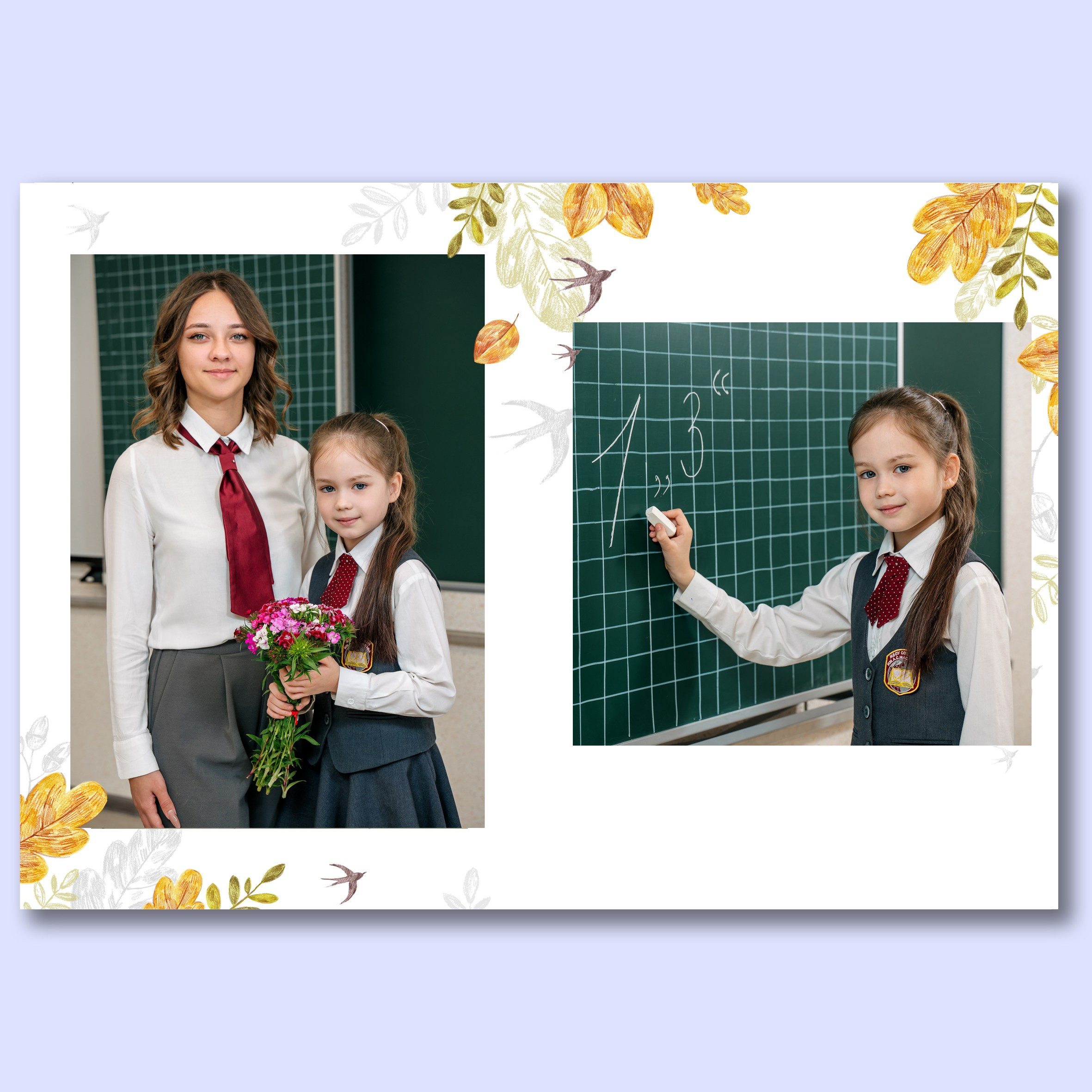 Здравствуй школа- альбом на два разворота. Выпускные альбомы, школьные фотосессии в городе Новороссийске