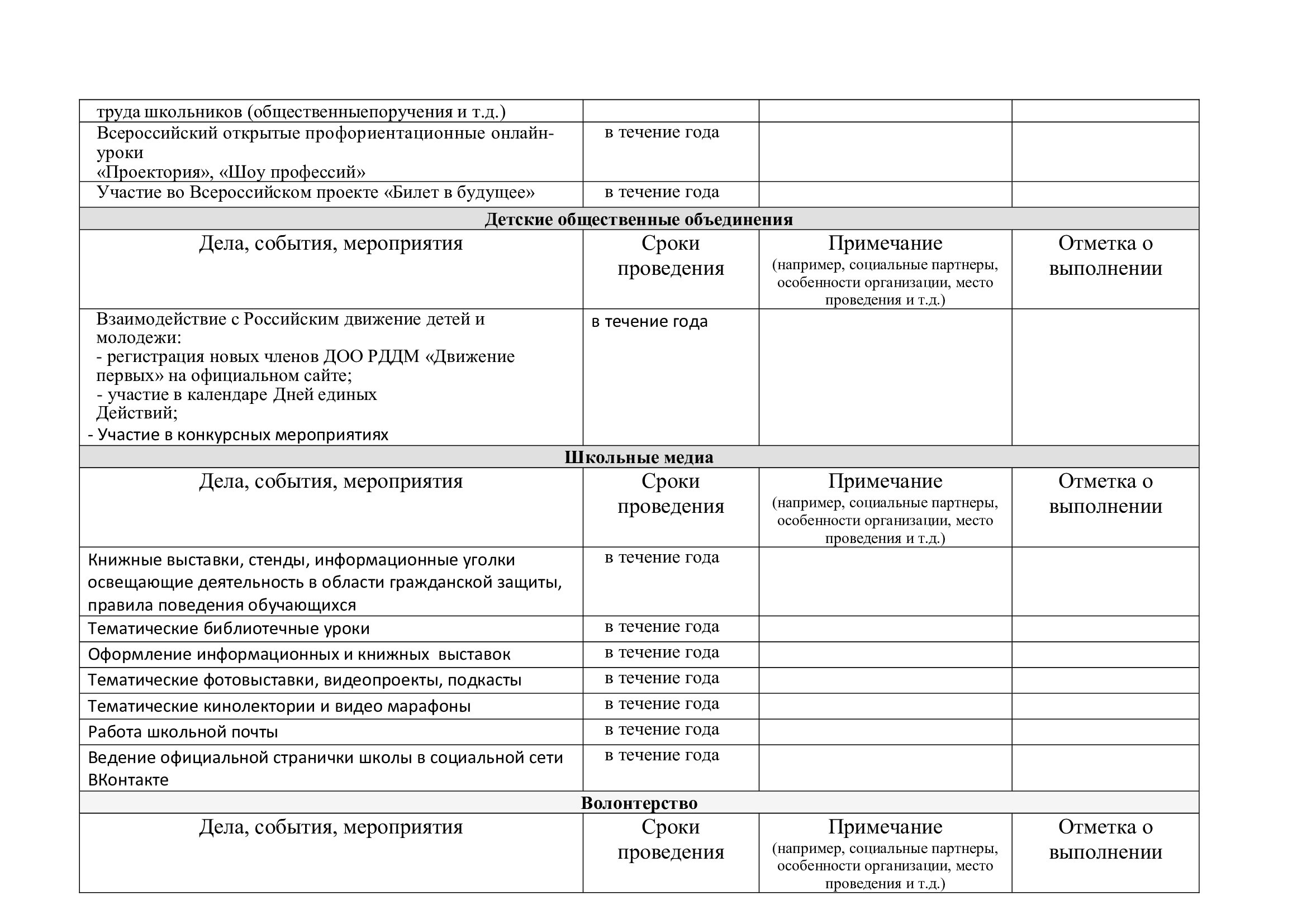 План воспитательной работы 2024-2025