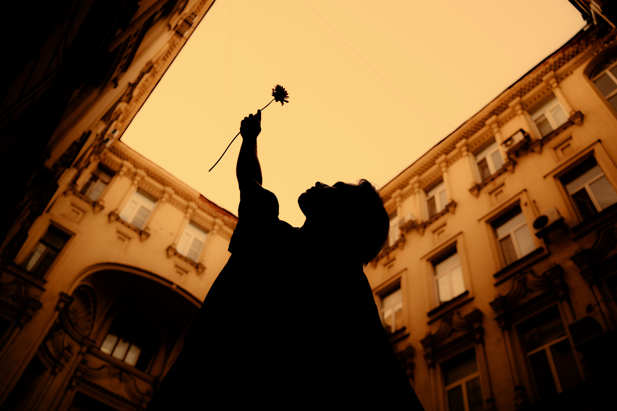 Съемка в дворе-колодце