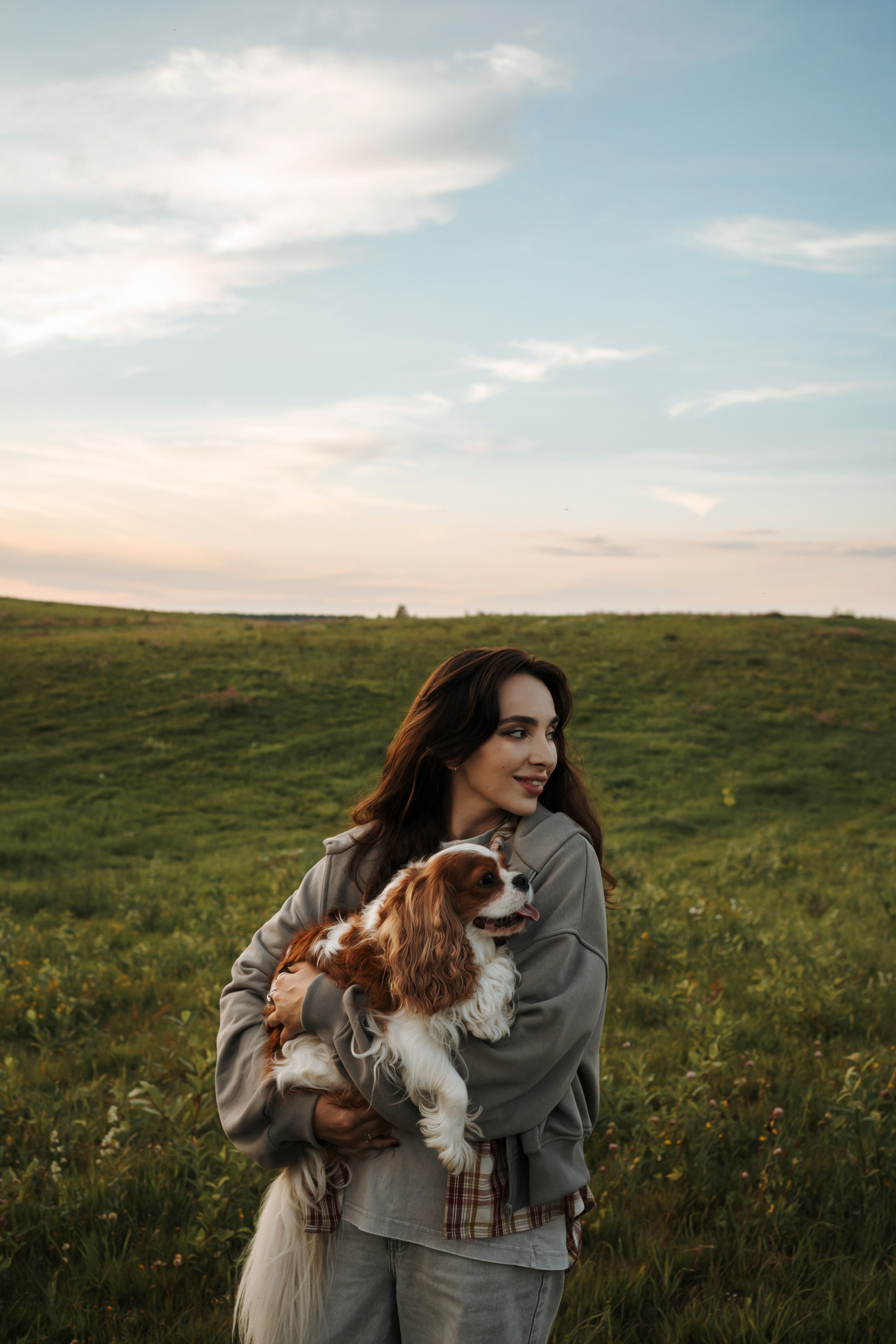 На закате Катерина, Луна и Рикки. Фотограф-анималист в Санкт-Петеребурге Титова Алиса