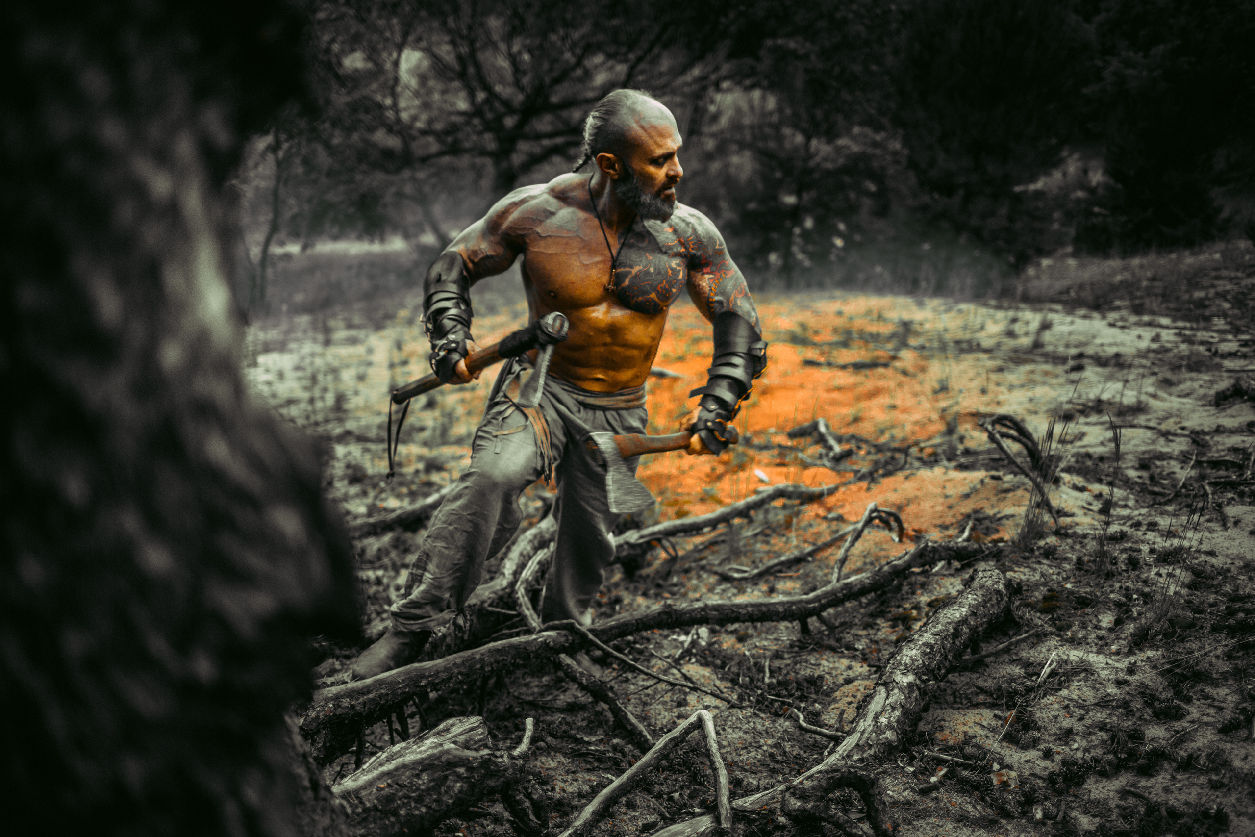 vikings viking Семейная фотосессия в стиле викинги. Ночная фотосессия с дымом и огнем.