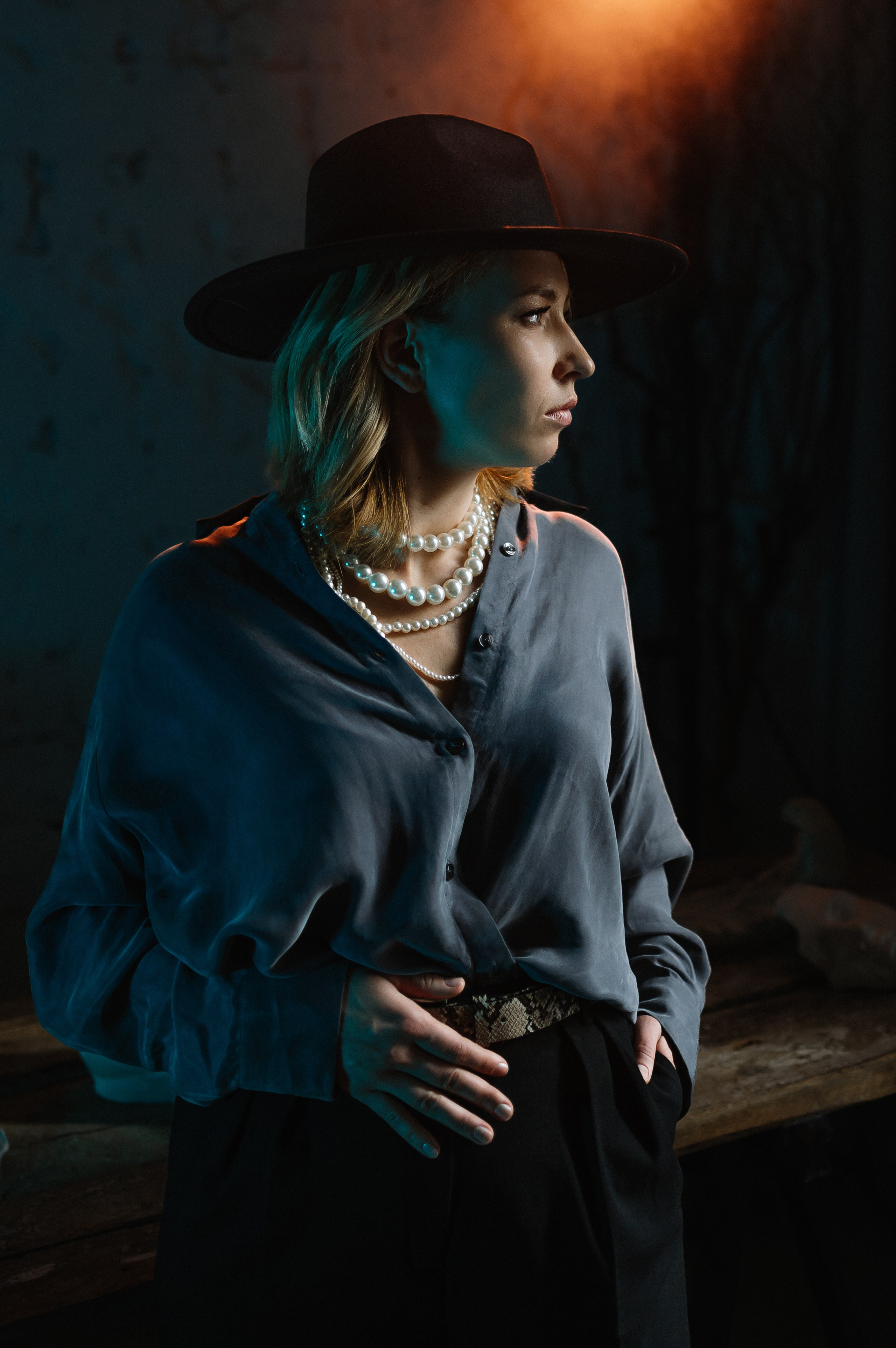 Фотосессия с дымом и цветным светом