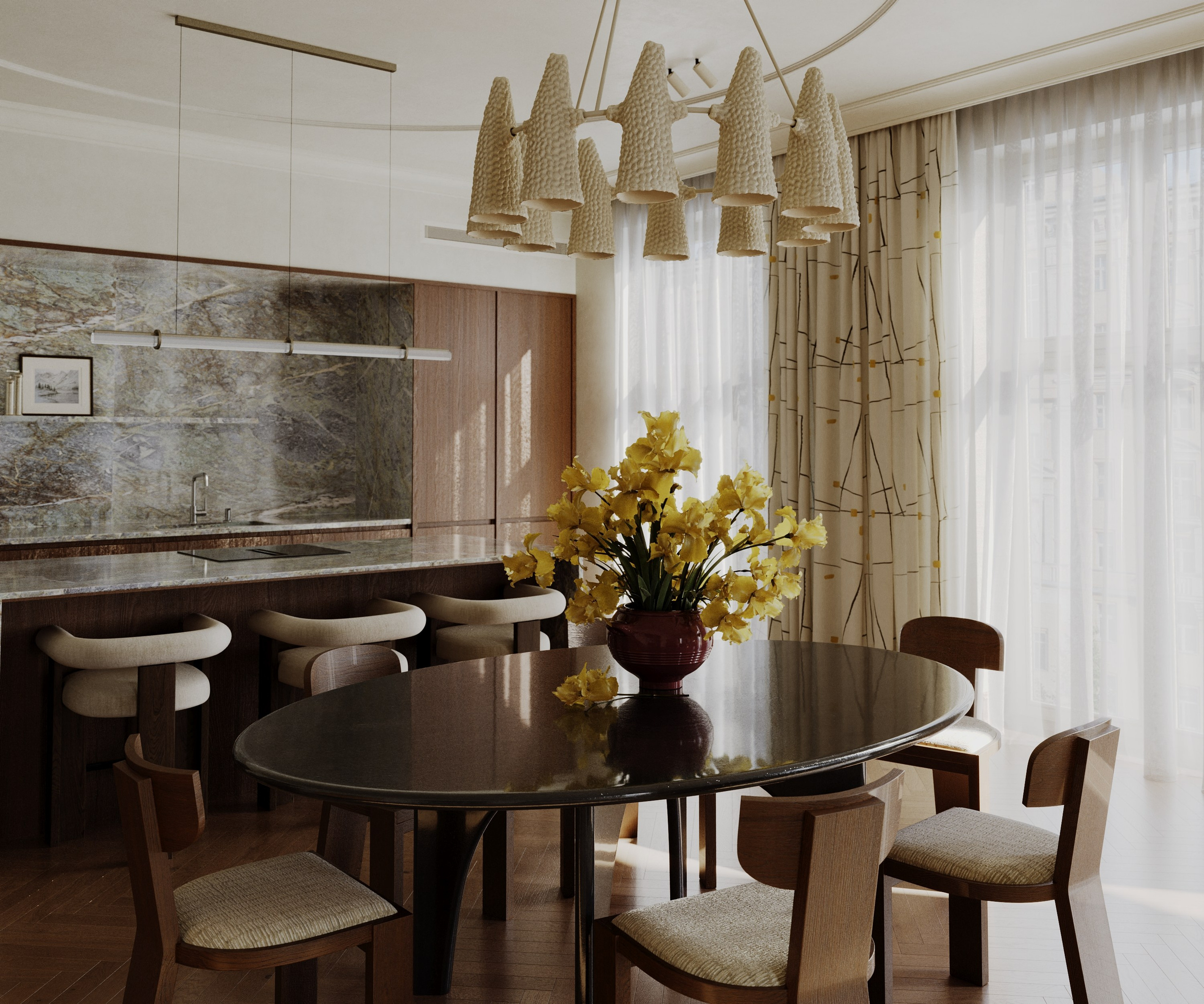 Квартира для семейной пары из Санкт-Петербурга. 3D визуализация дизайна интерьера. 3D interior design visualizer