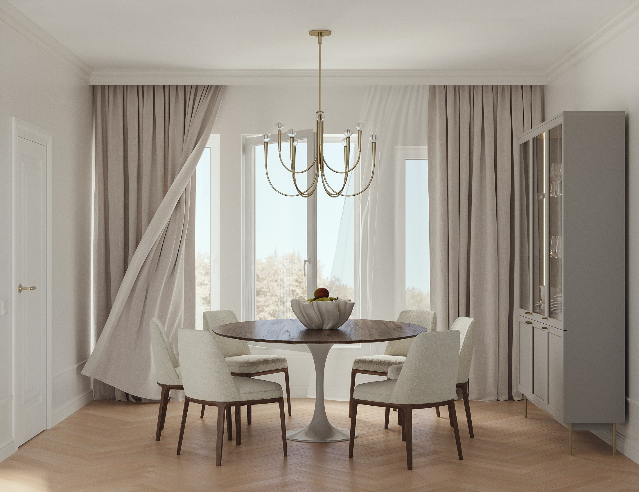 3Д визуализация столовой зоны в современном стиле 