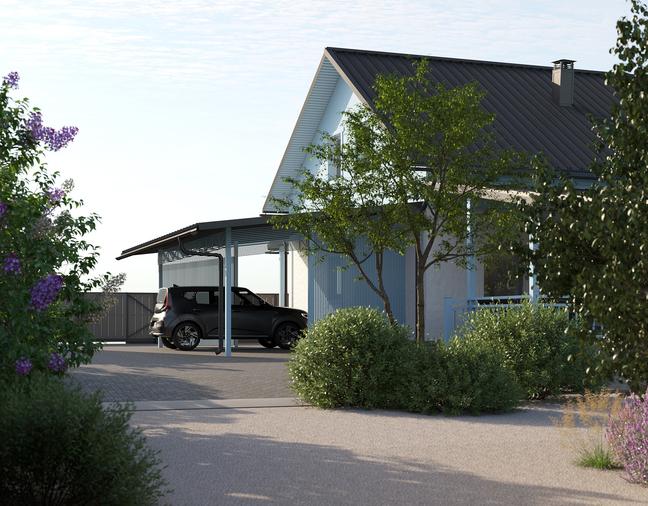 Визуализации ландшафтного дизайна дома в Изборске. 3d визуализатор marybond3d