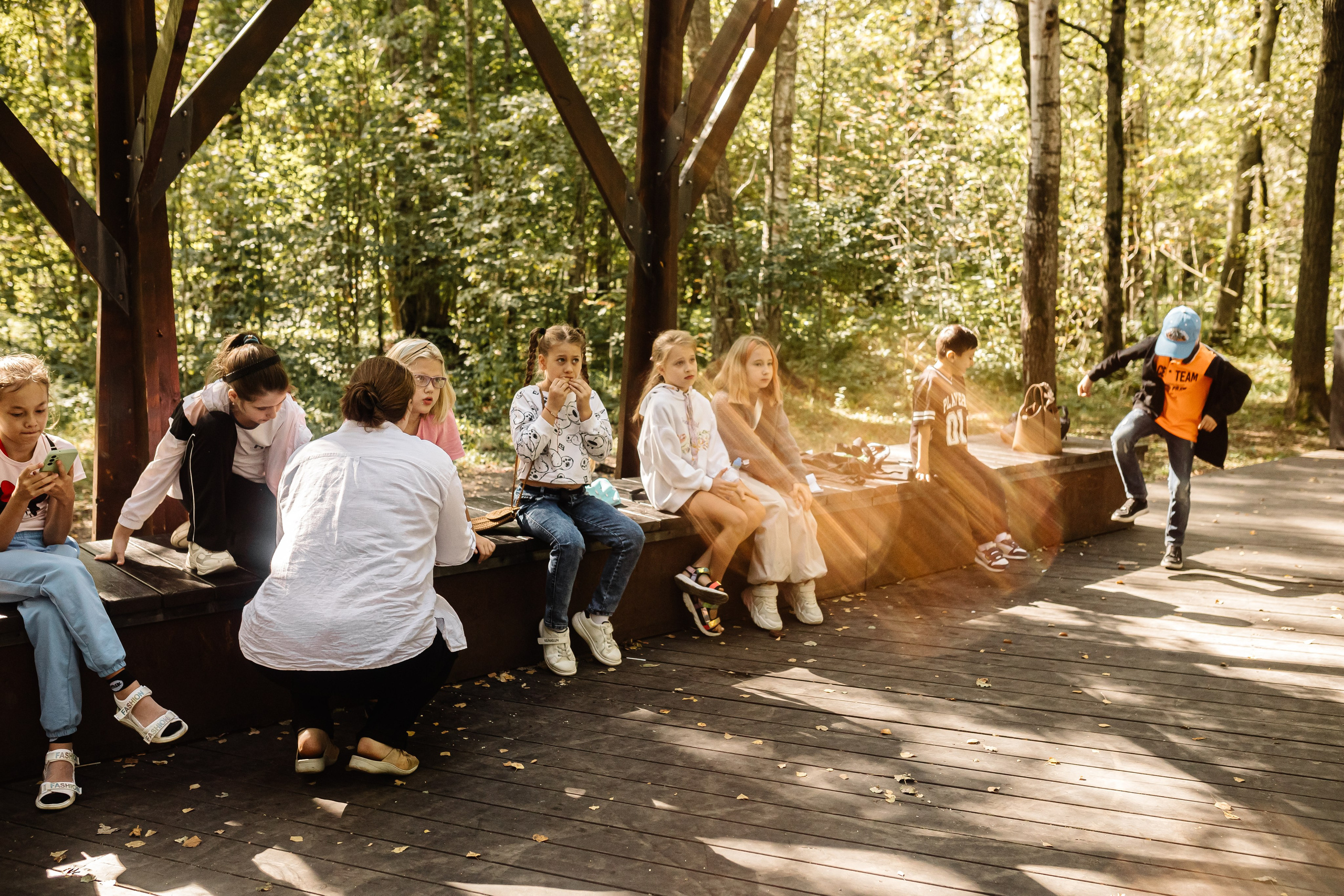 Репортаж школьной прогулки в парке. Семейный и женский фотограф в Москве Надежда Воробьева