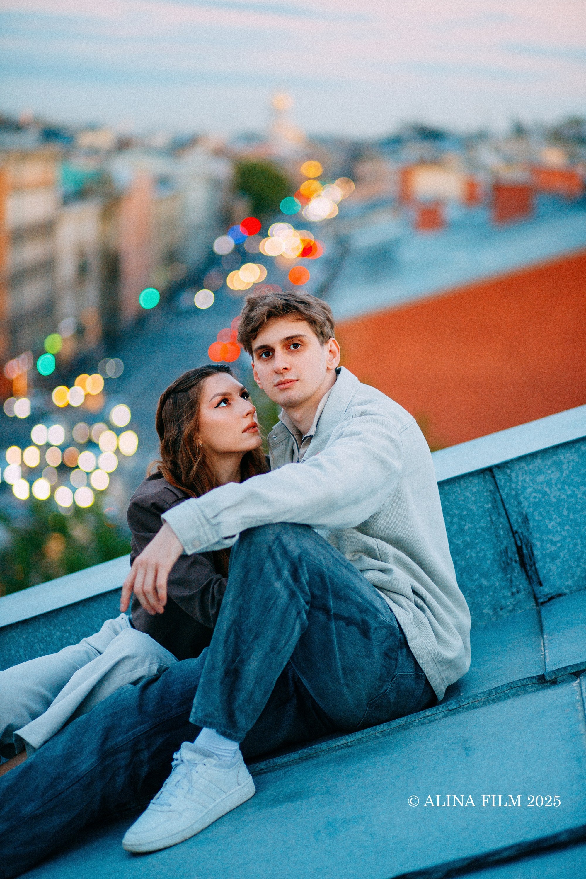Фотосессия на крыше в Питере (лавстори). Фотограф в Санкт-Петербурге Alina Film