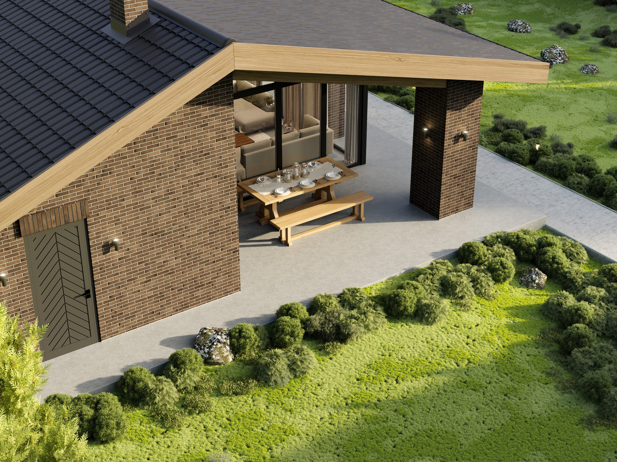 Минимализм в Загородном Доме: 3D Визуализации Интерьера и Экстерьера. Визуализатор интерьера в Москве | Брагин Кирилл