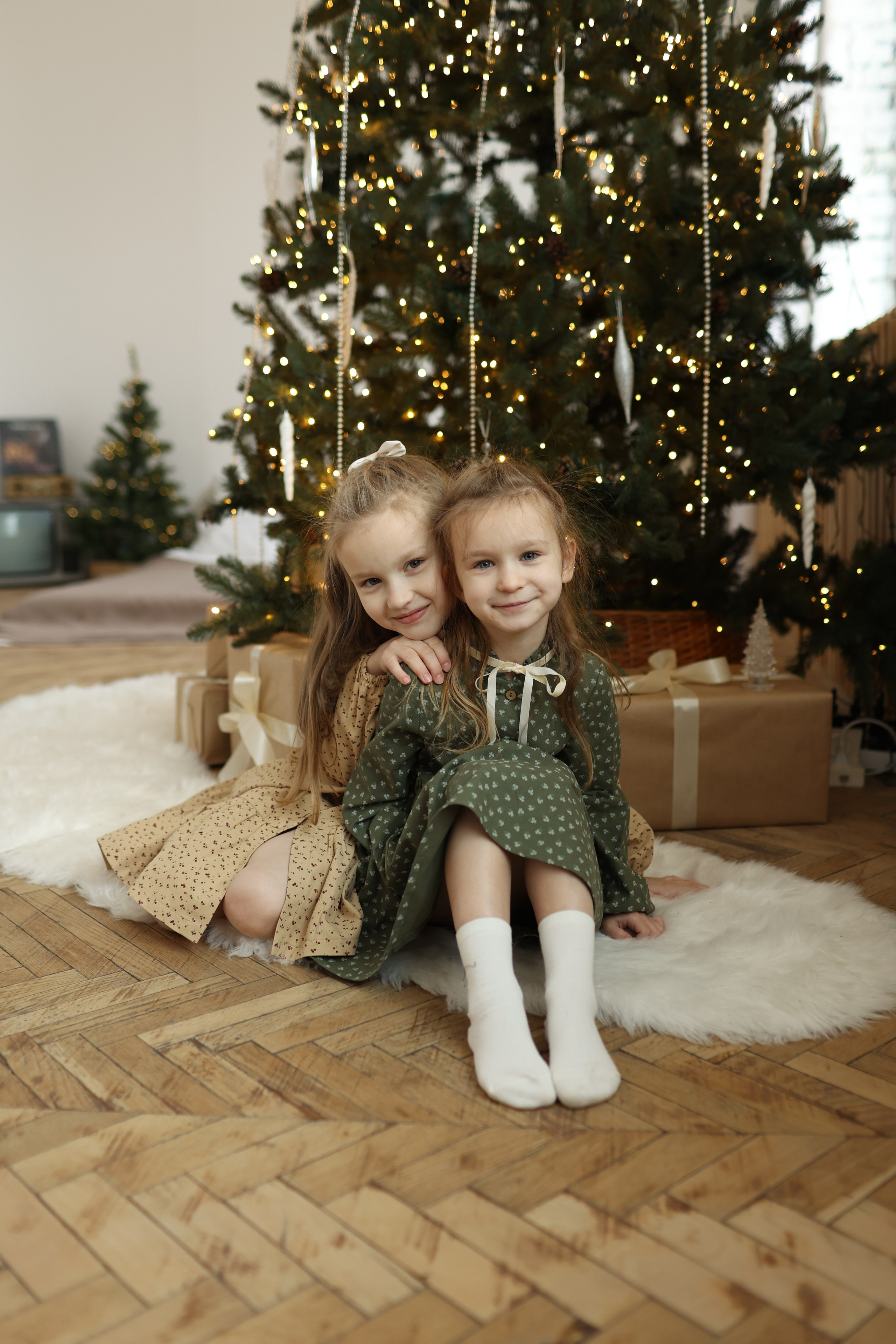 Новогодняя фотосессия двух сестричек. Фотограф Владимир Москва