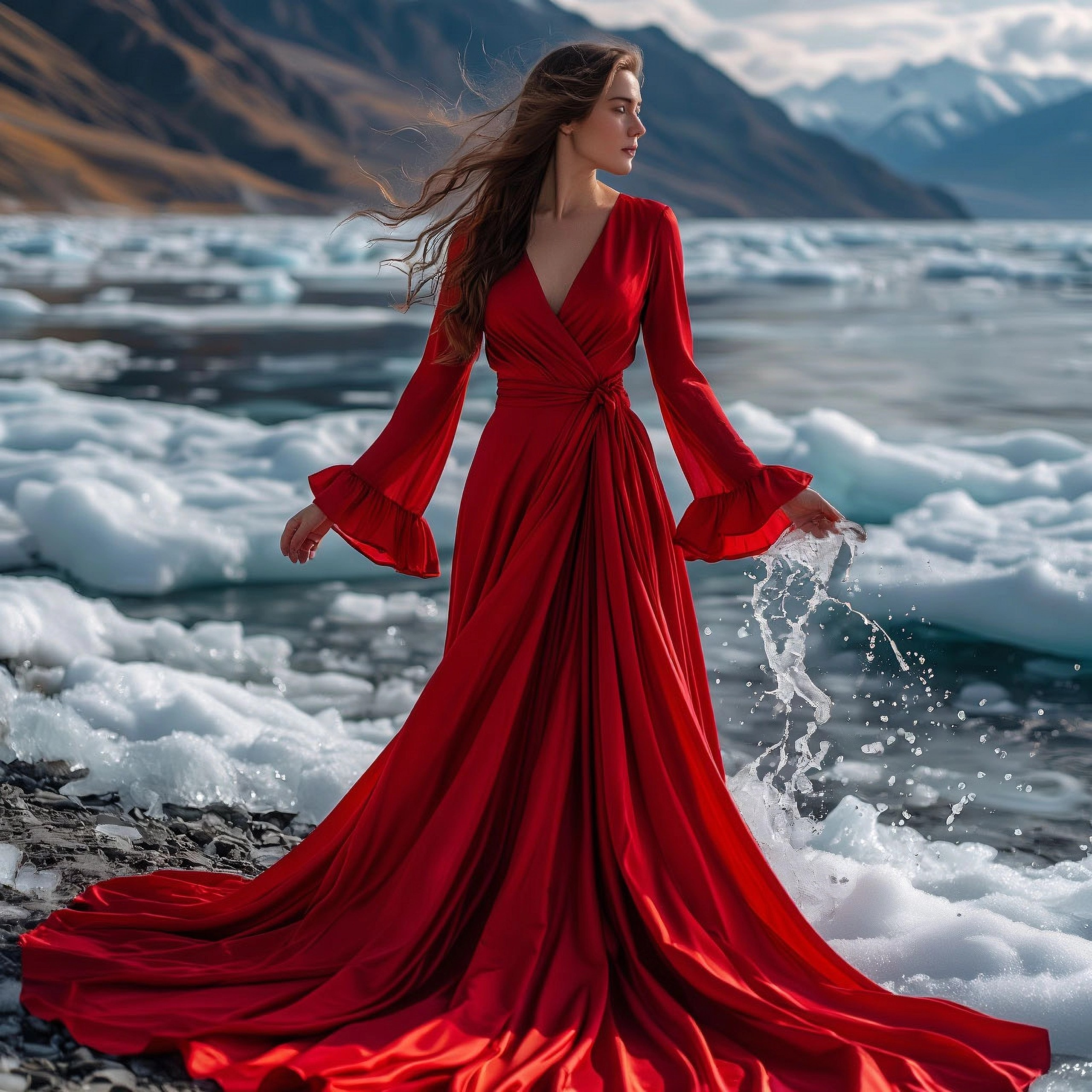 Фотосессия на зимнем Байкале в платье