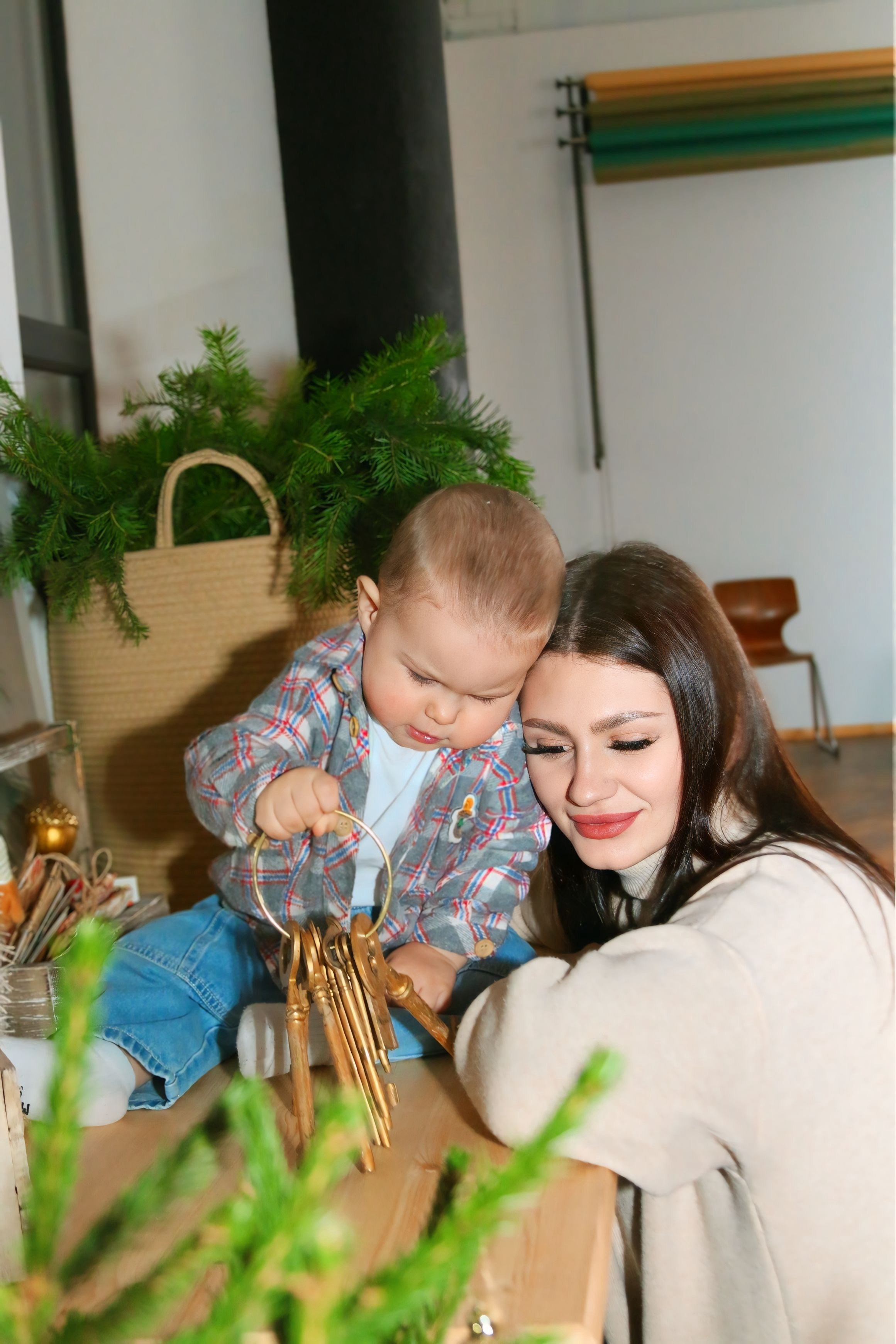 Новогодняя фотосессия мамы с сыном