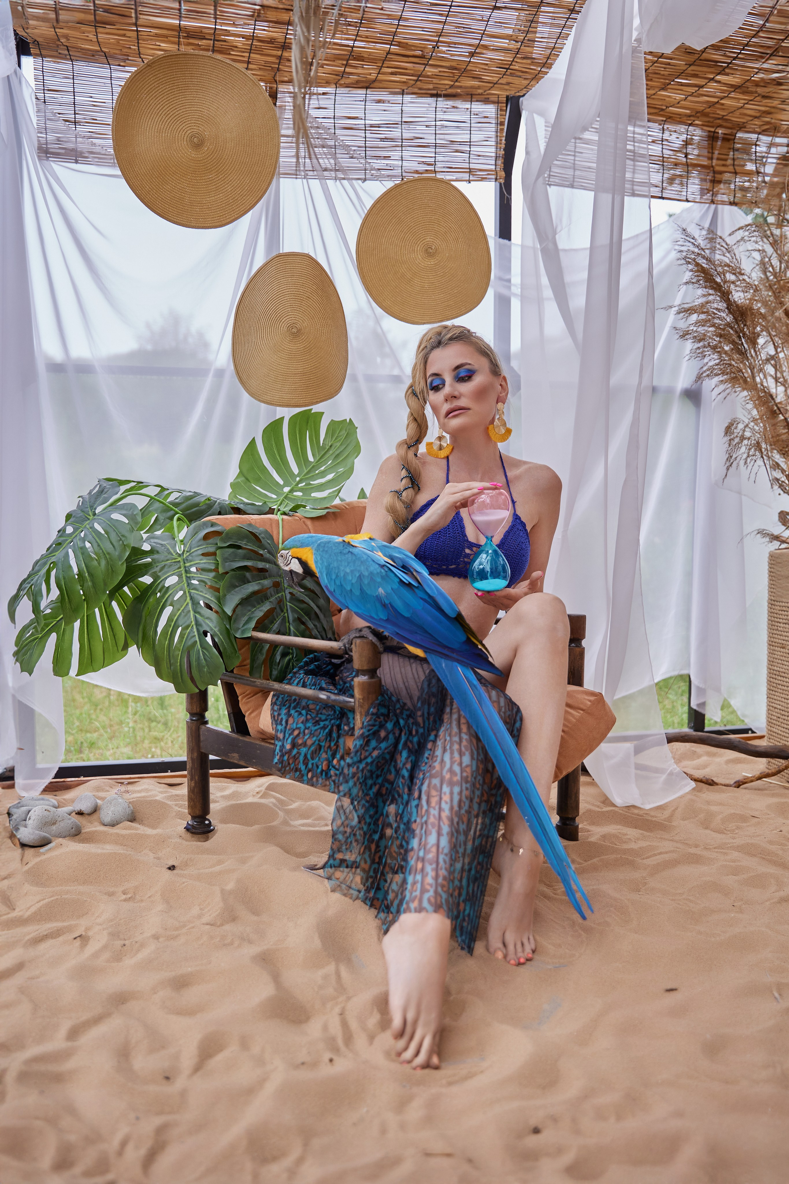 Марина с попугаями. Фотограф женского портрета, беременности и материнства Харькова Елена