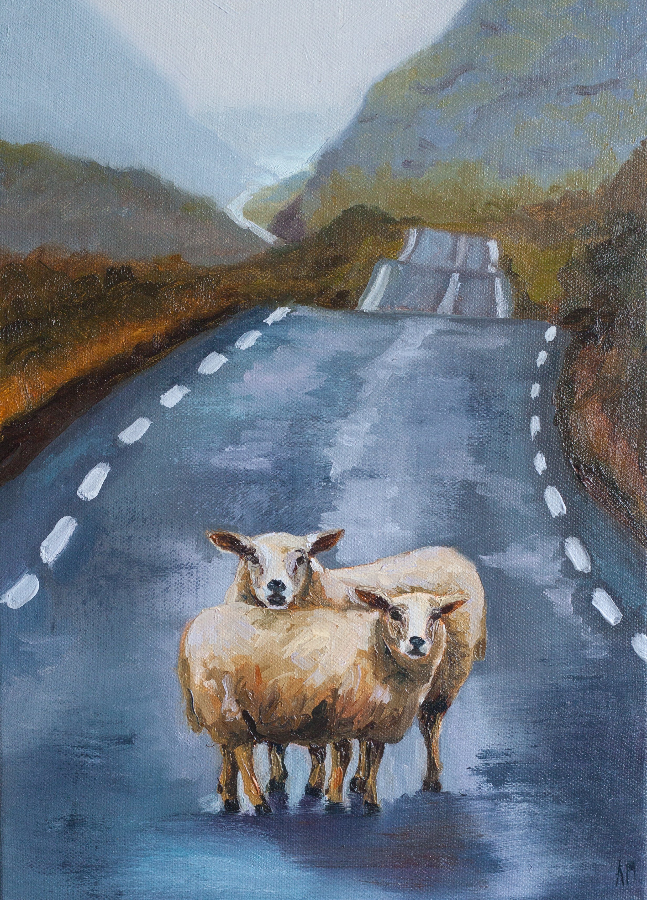 Купить картину маслом в Саратове дорога барашки