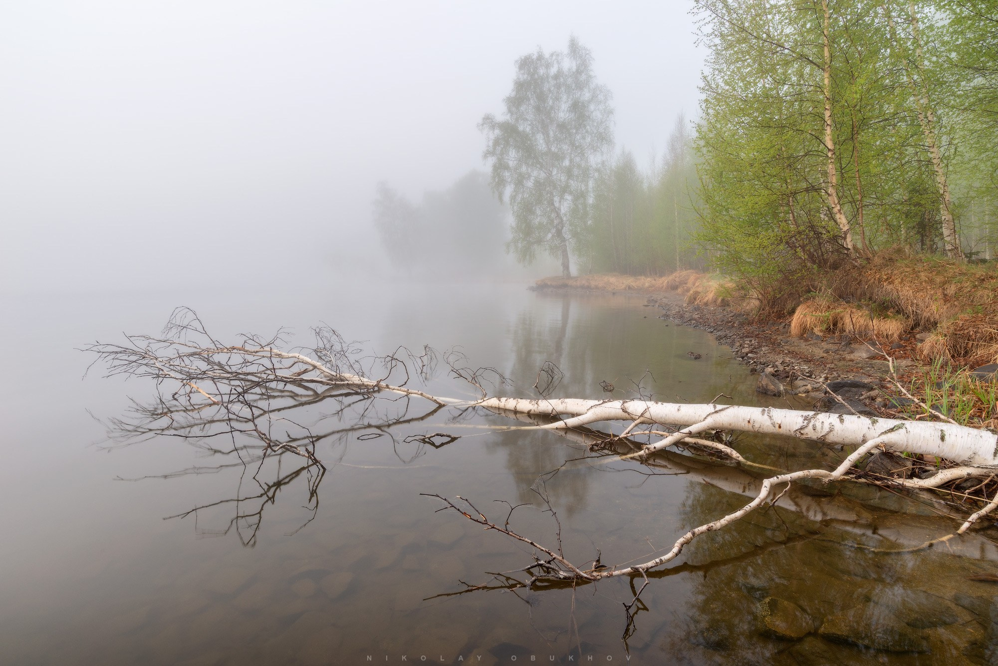 Природа Урала в её спокойной красоте: вид на Черноисточинск в утреннем тумане.