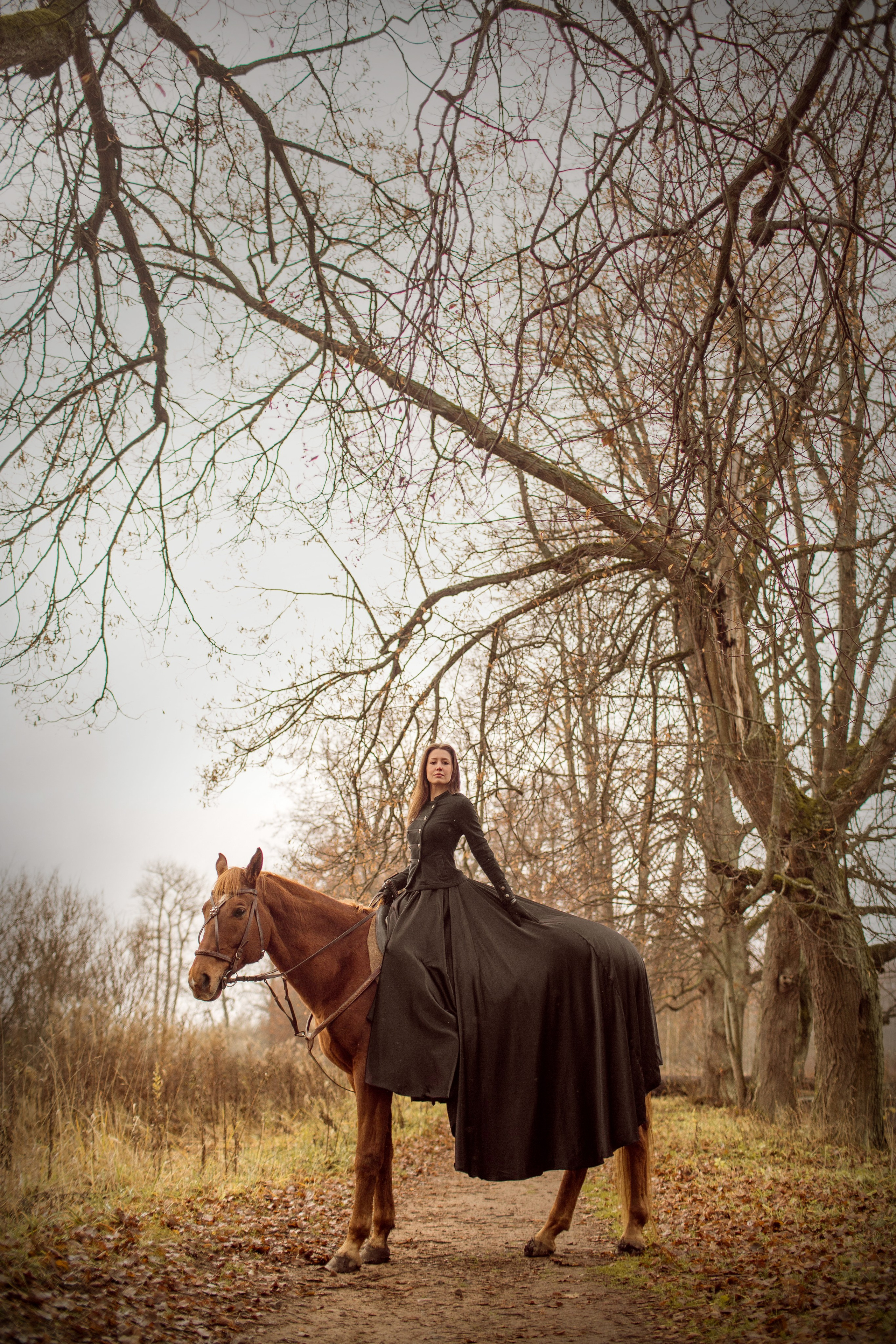 Фотосессия с лошадью поздней осенью