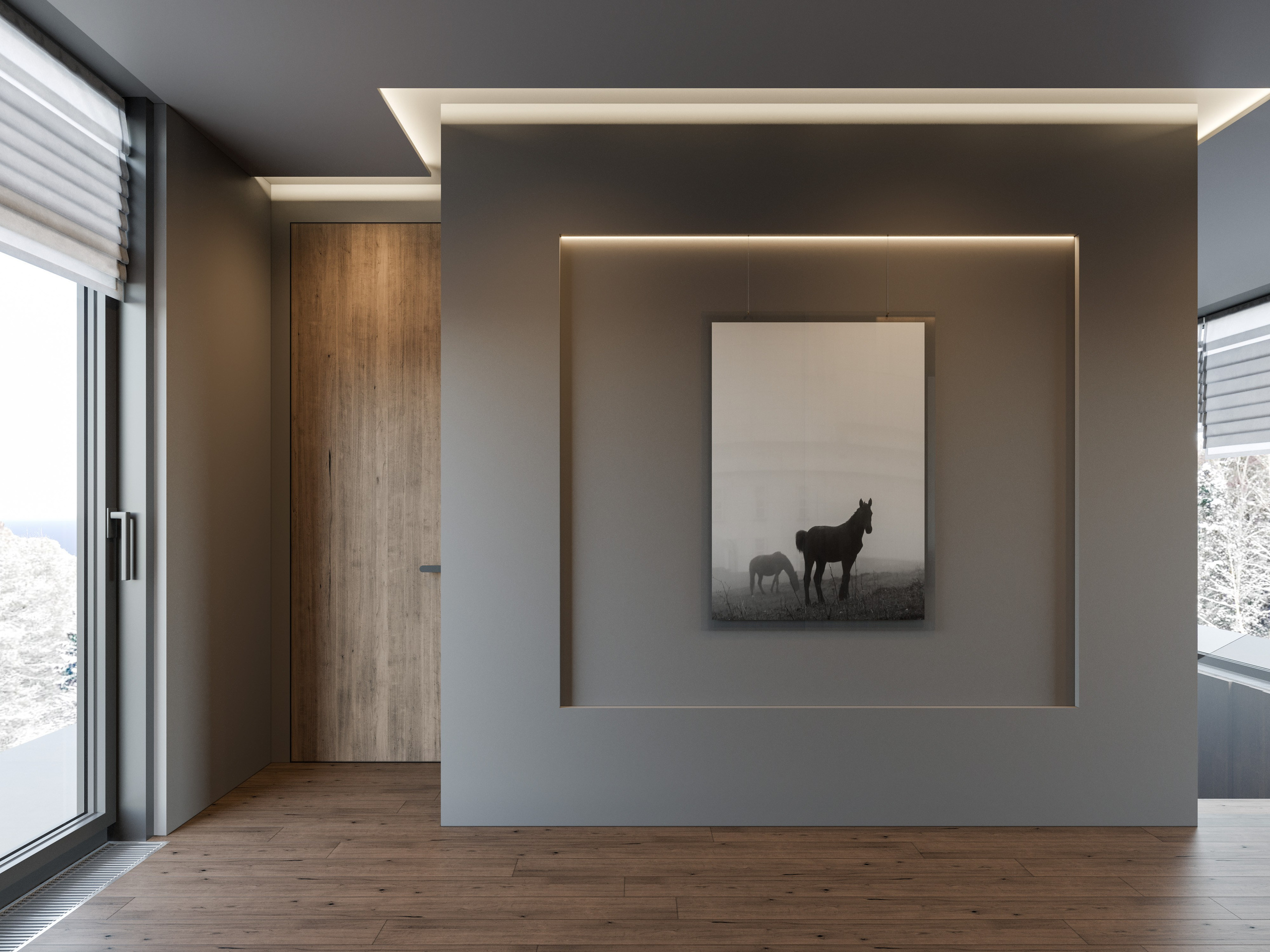 Темный Минимализм: 3D Визуализации Загородного Дома с Деревянной Отделкой. Визуализатор интерьера в Москве | Брагин Кирилл