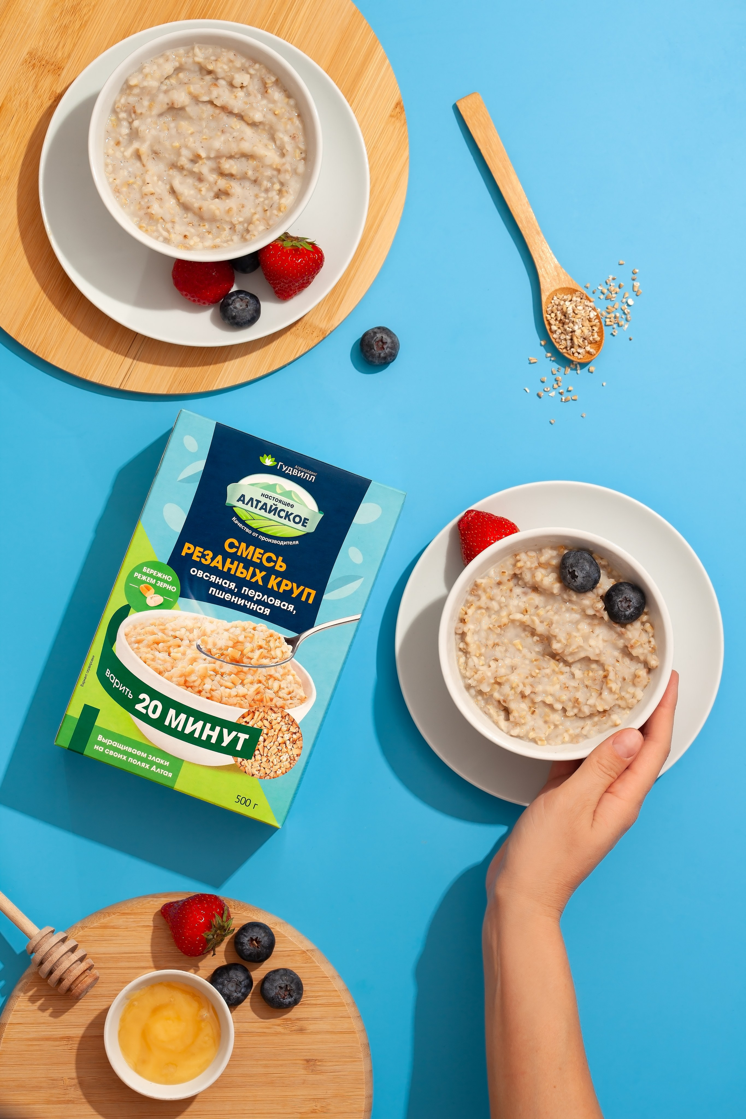 FOOD и рекламная съемка для производителя круп АО "Алтайская Крупа". Юлия Василенко, Профессиональный предметный рекламный фотограф Барнаул, Алтай, и по всей России онлайн