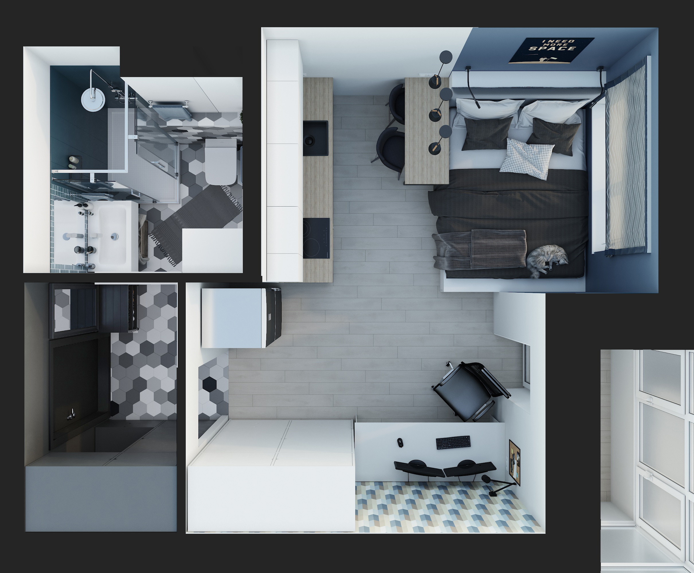 «Геометрия» 26кв.м. Дизайнер интерьеров Olala interior design