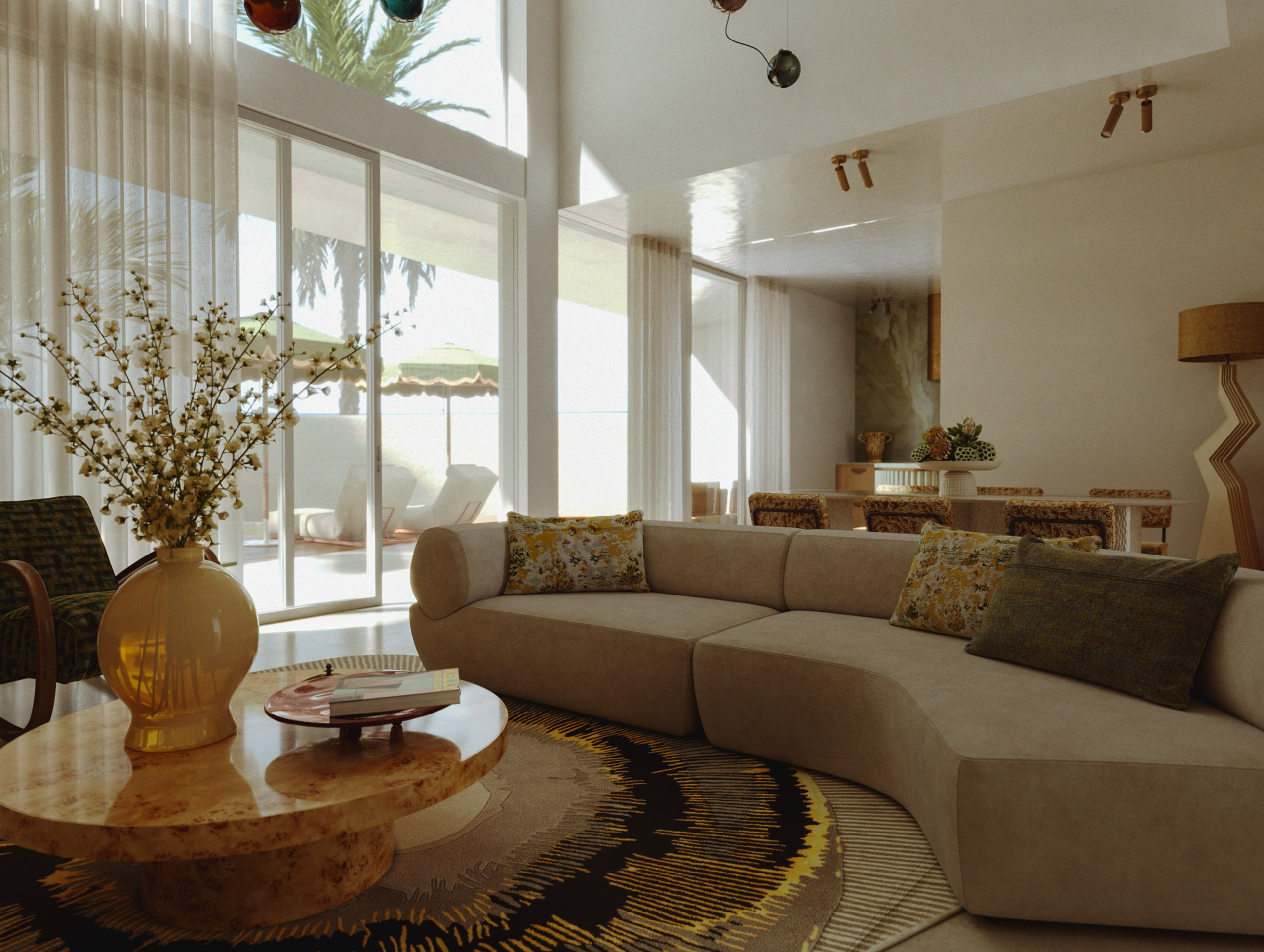 ГОСТИНАЯ В ВИЛЛЕ В ДУБАЕ. 3D визуализация дизайна интерьера. 3D interior design visualizer