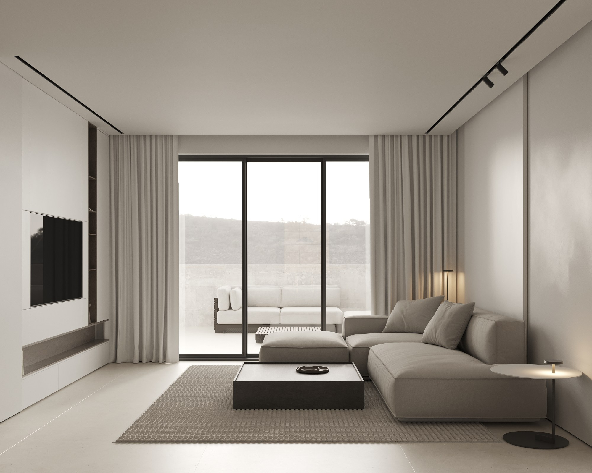 Kitchen and living room. Denis Konarev | Architectural Visualization Studio