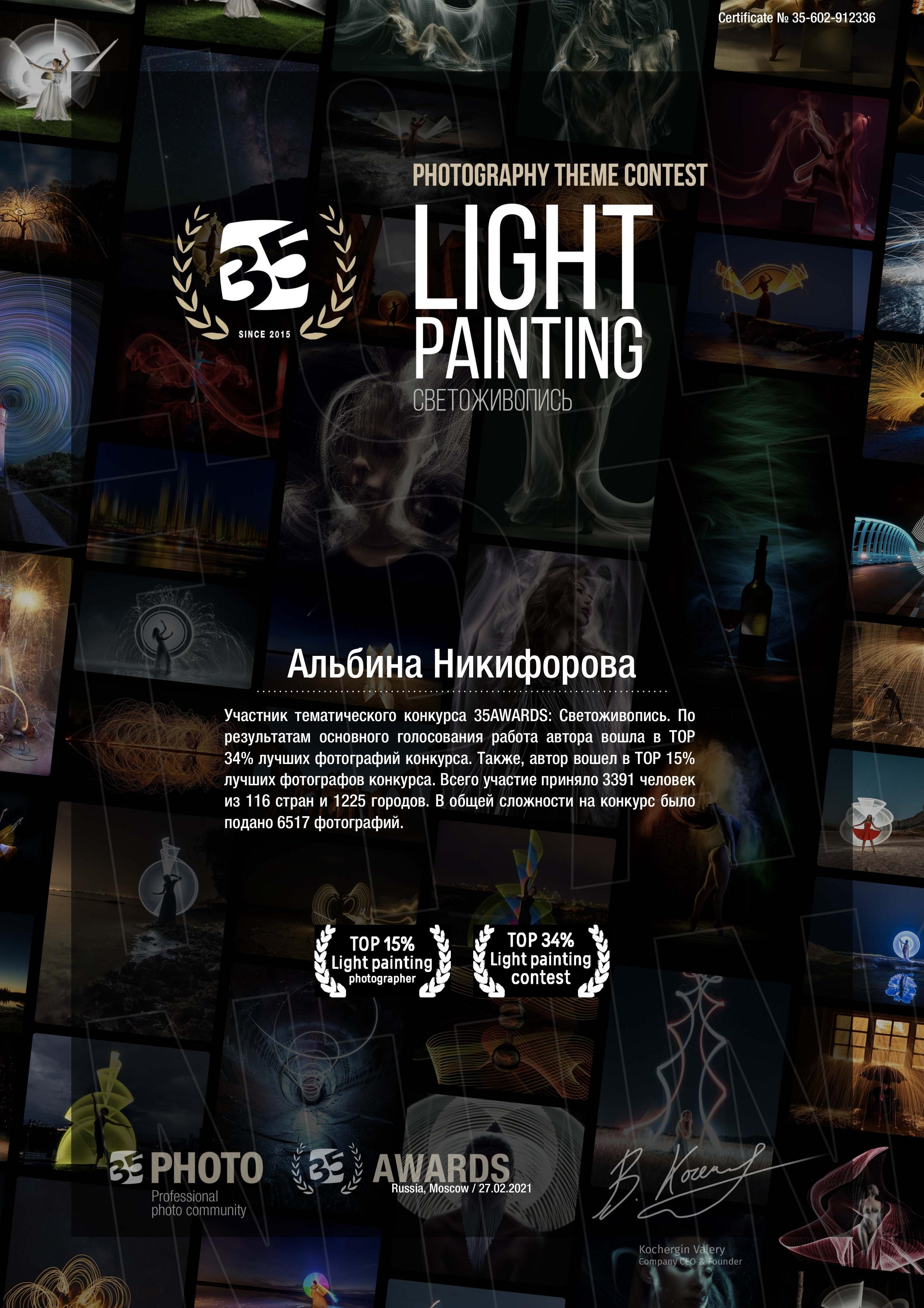 Мои достижения. Фотограф для вас и вашего бизнеса в Москве Альбина Никифоров