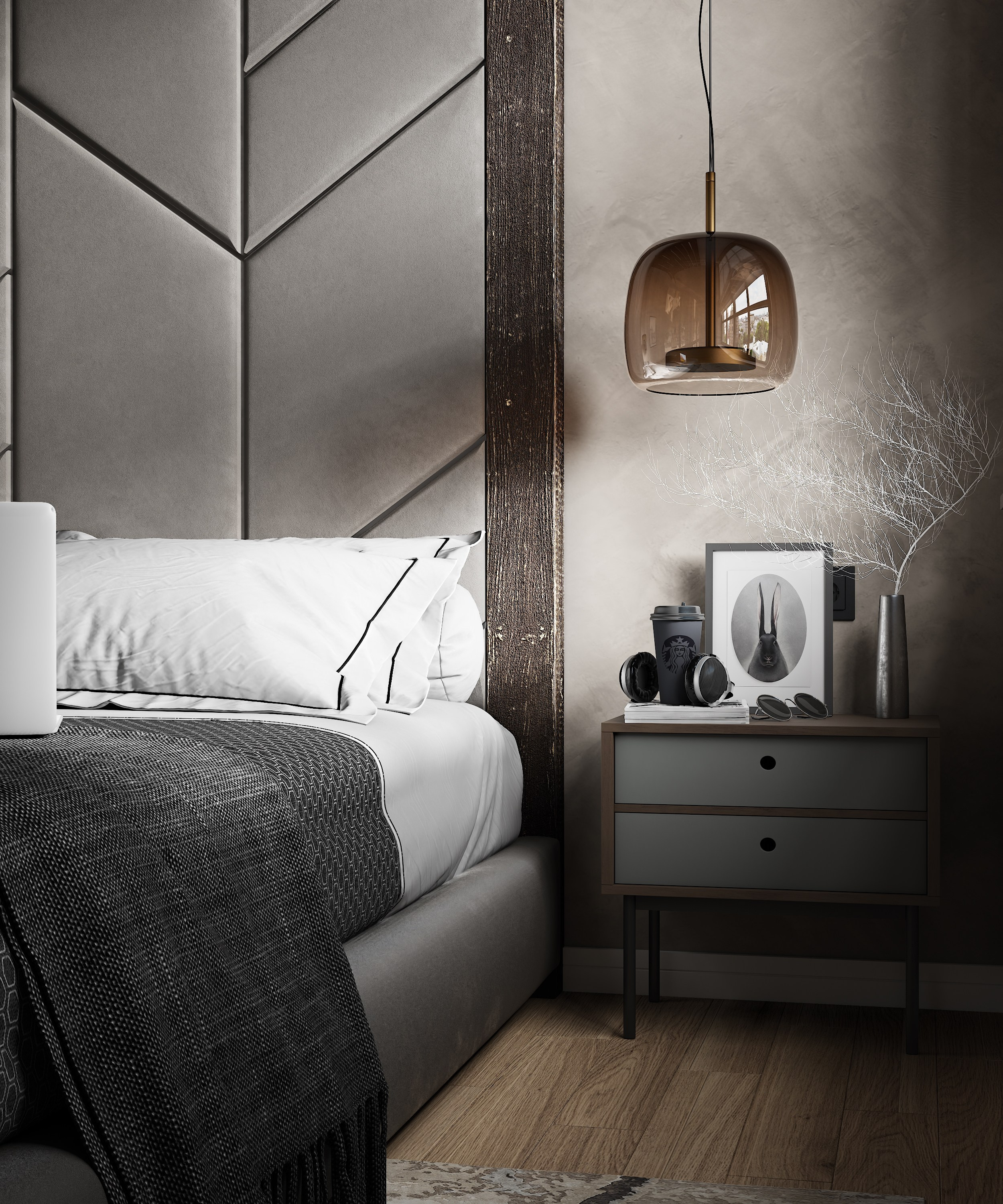 Минималистичная спальня. 3D визуализация интерьеров | avocado.render
