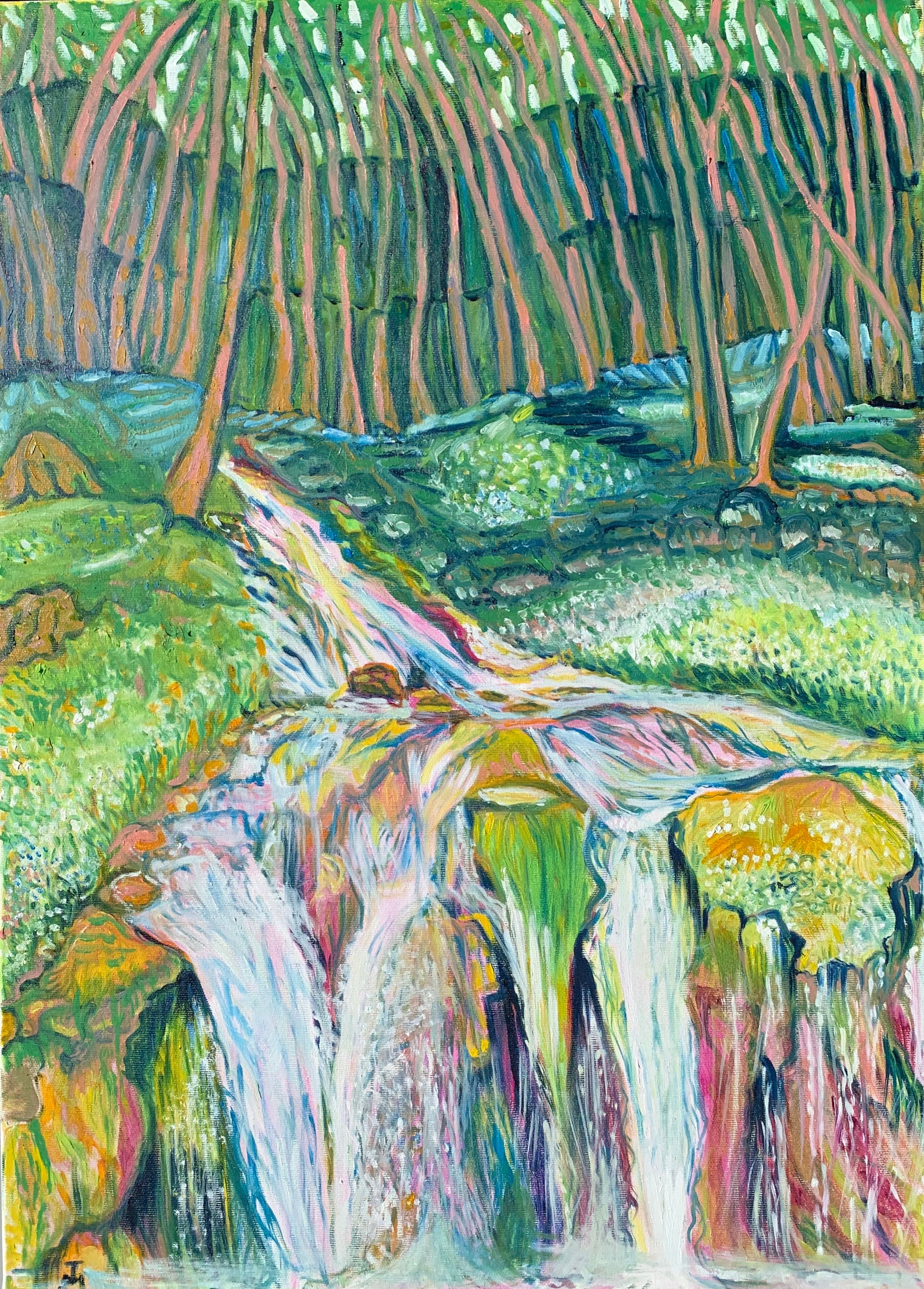 Водопад/ Waterfaal. 50/70 cm Oil on  canvas, 2020