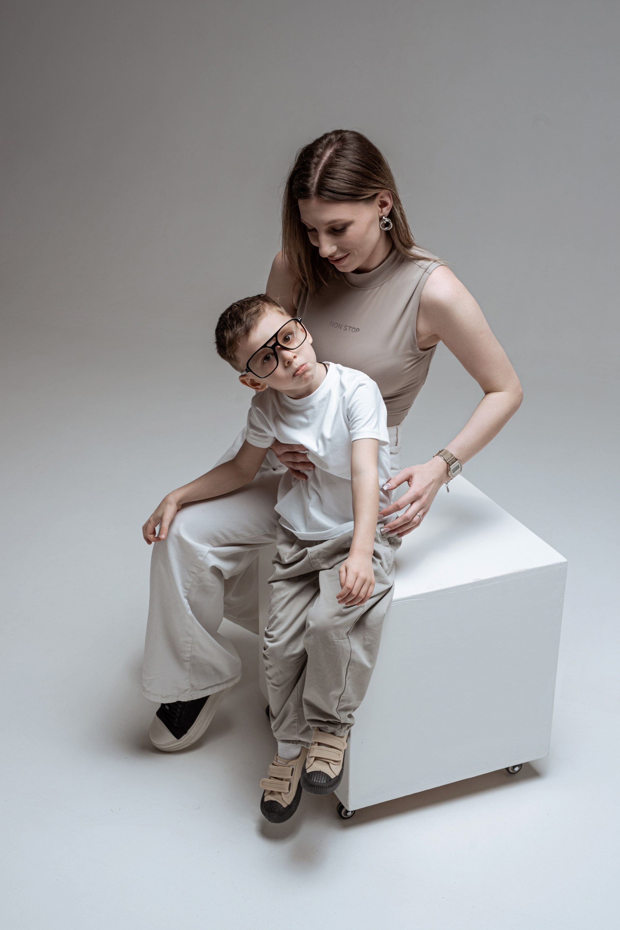 Mother and son photo shoting